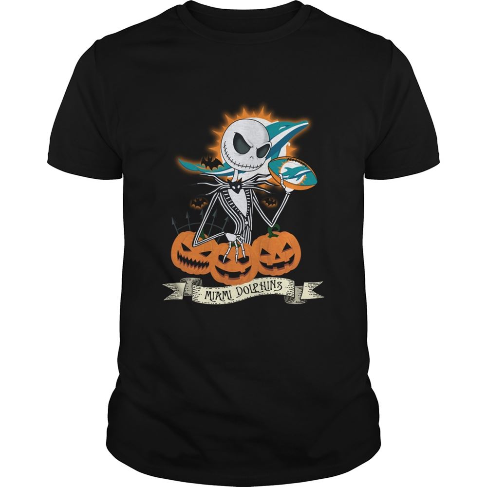 NFL Halloween Miami Dolphins Jack Skellington Shirt Tshirt For Fan