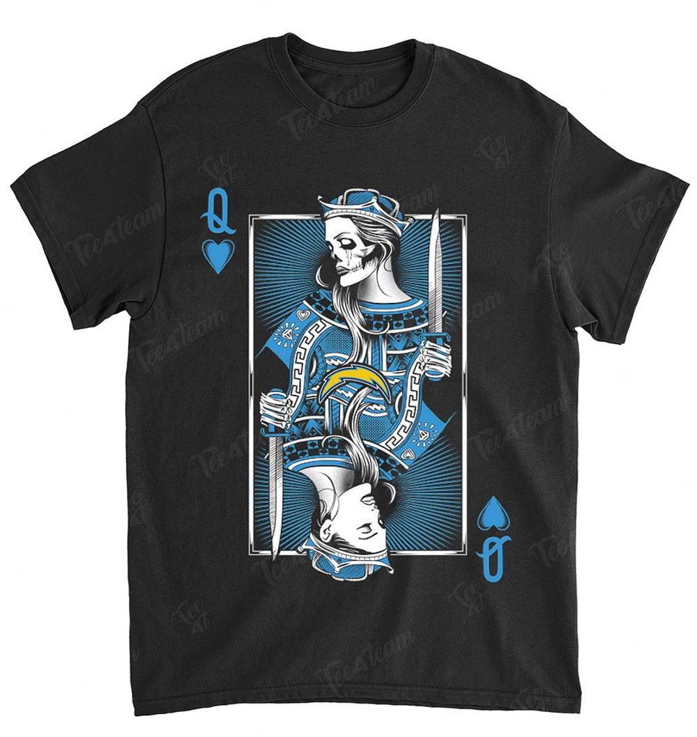 NFL Los Angeles Chargers 044 Queen Card Poker Shirt Size Up To 5xl