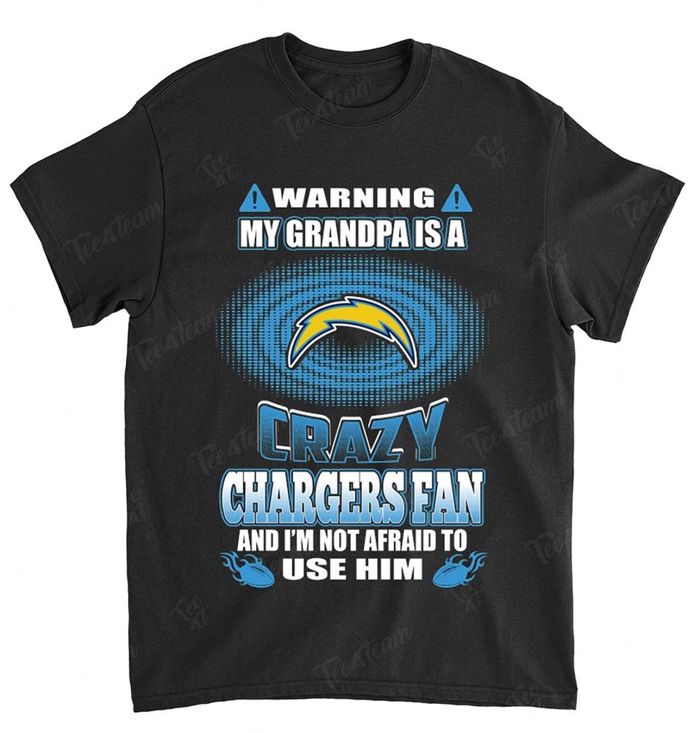 NFL Los Angeles Chargers 132 Warning My Grandpa Crazy Fan Shirt Size S-5xl