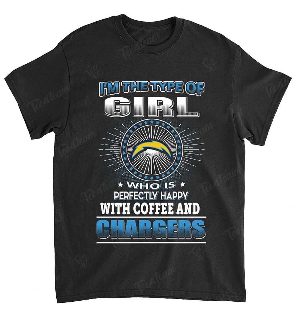 NFL Los Angeles Chargers 161 Girl Loves Coffee Shirt Tshirt For Fan