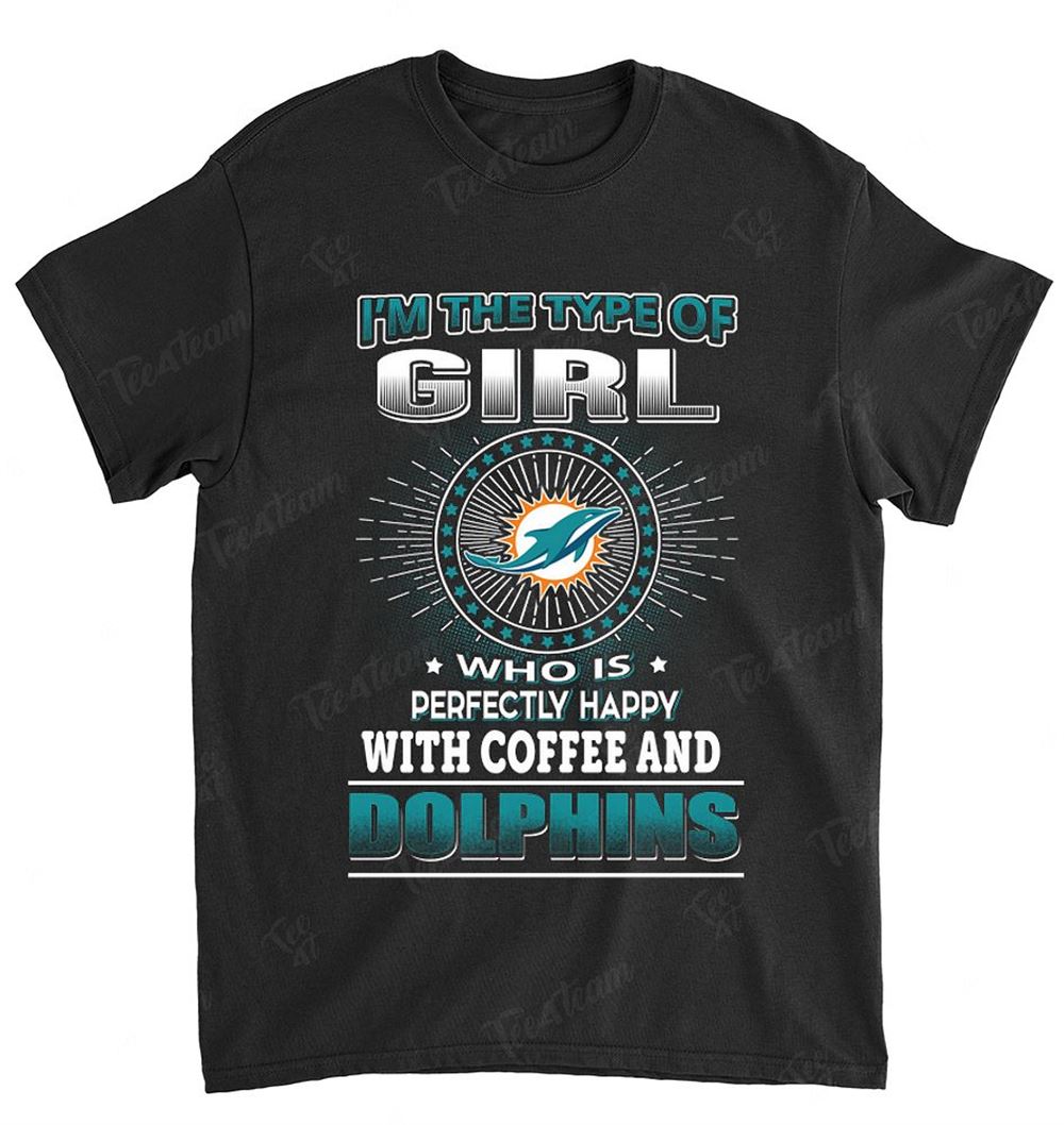 NFL Miami Dolphins 161 Girl Loves Coffee Shirt Size S-5xl