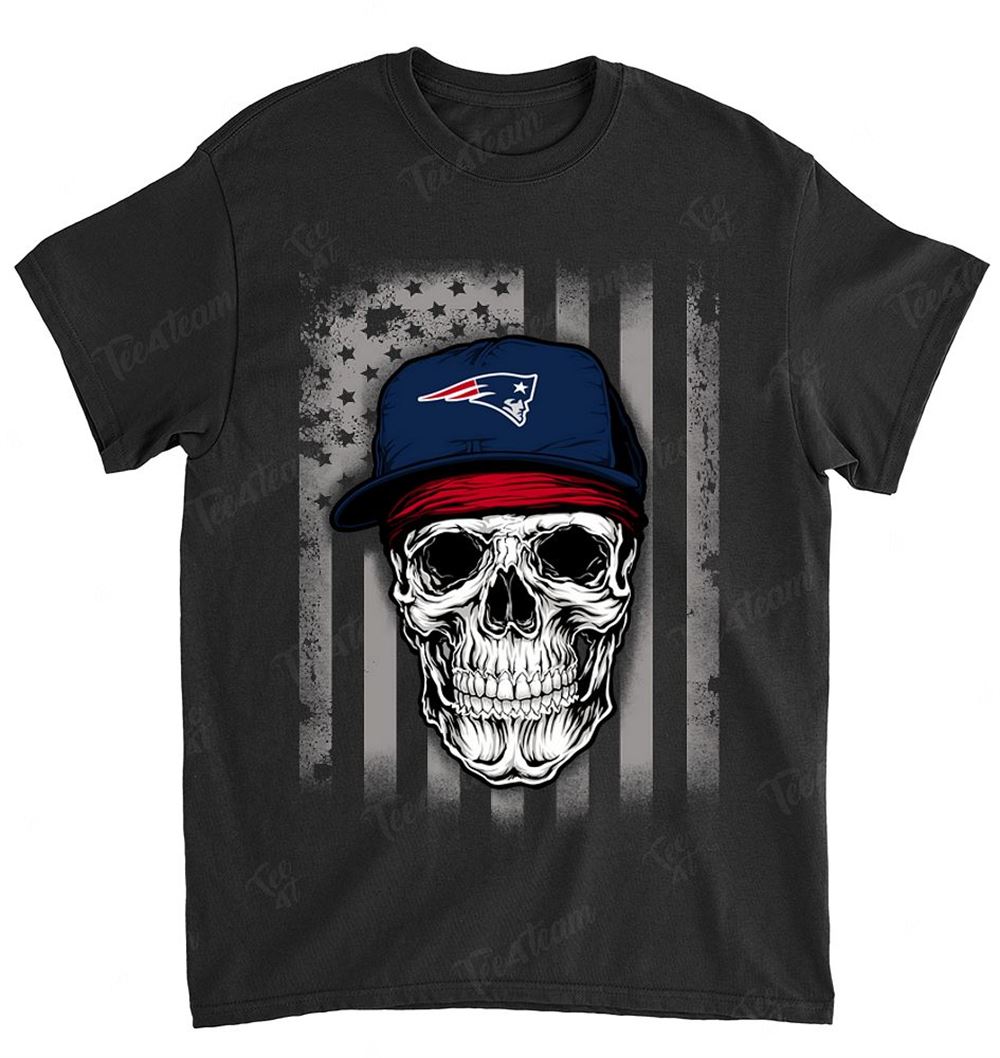 NFL New England Patriots 078 Skull Rock With Hat Shirt Size Up To 5xl