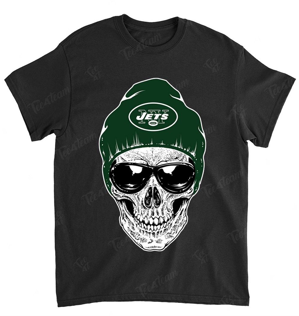 Nfl New York Jets 079 Skull Rock With Beanie Shirt