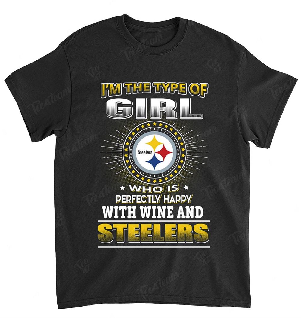 NFL Pittsburgh Steelers 160 Girl Loves Wine Shirt Gift For Fan