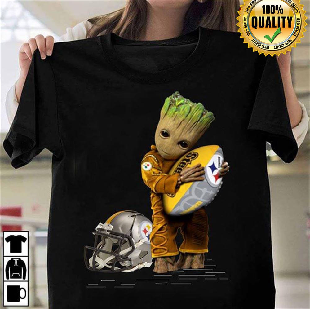 Baby Groot Hugging Pittsburgh Steelers Size S-5xl