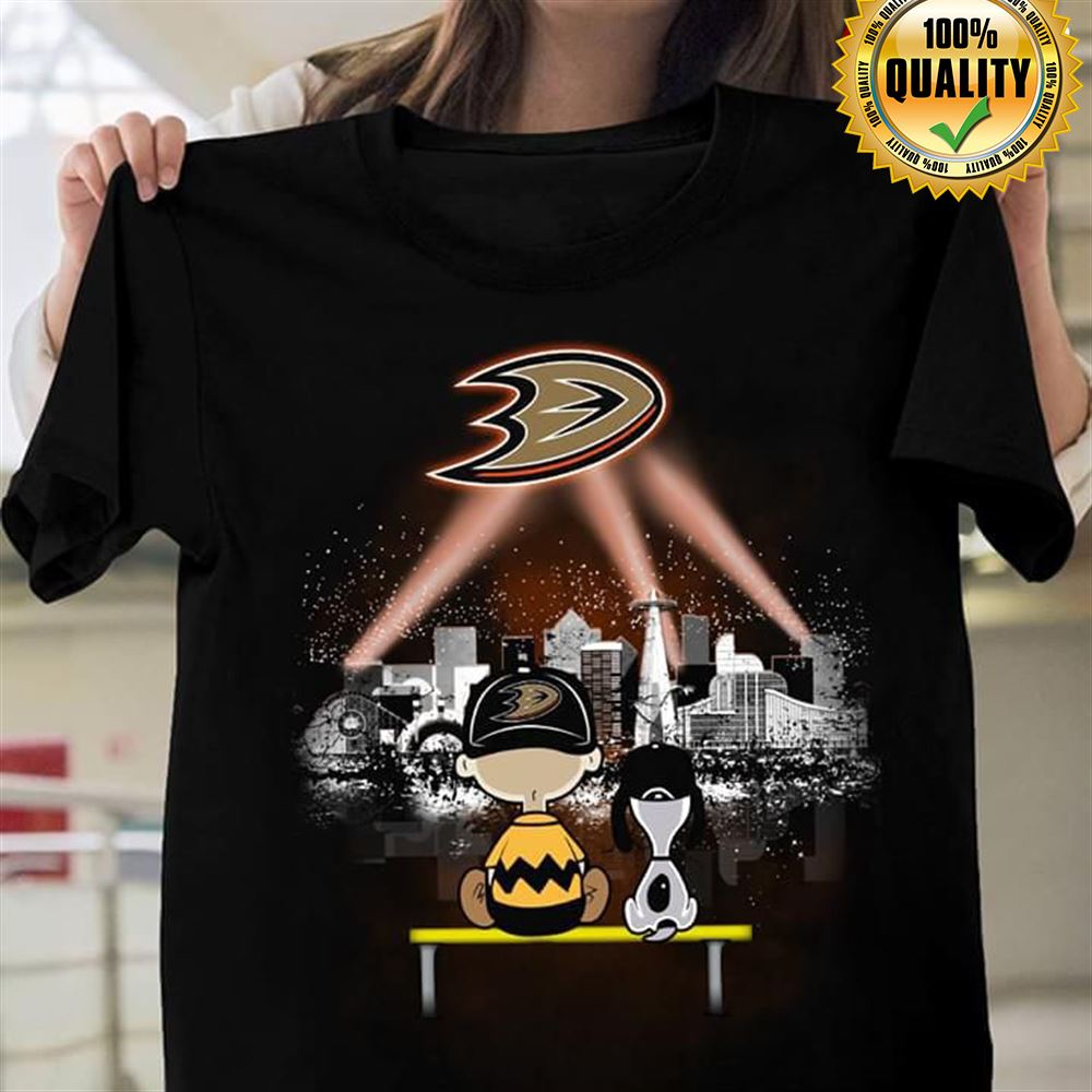 Charlie Brown And Snoopy Watching City Anaheim Ducks Size Up To 5xl