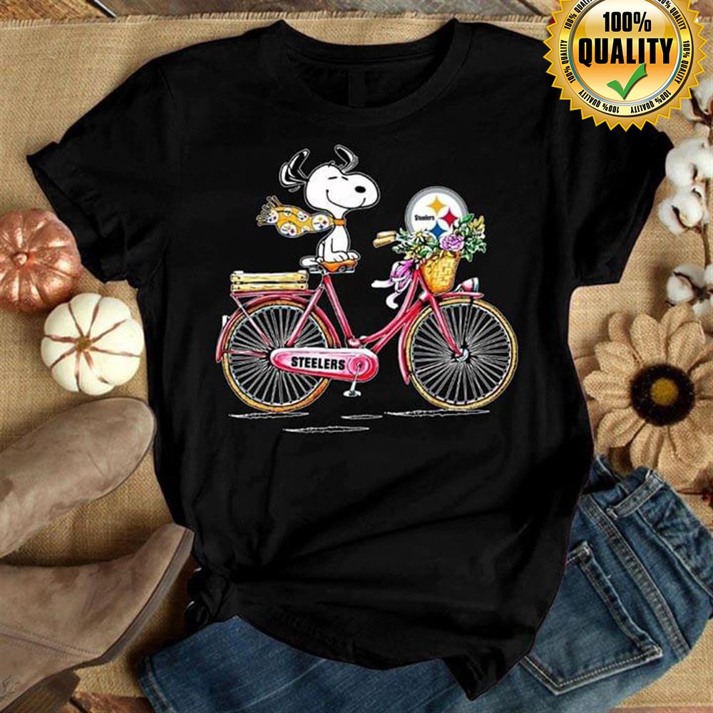 Funny Snoopy Riding Bicycle Pittsburgh Steelers Size Up To 5xl