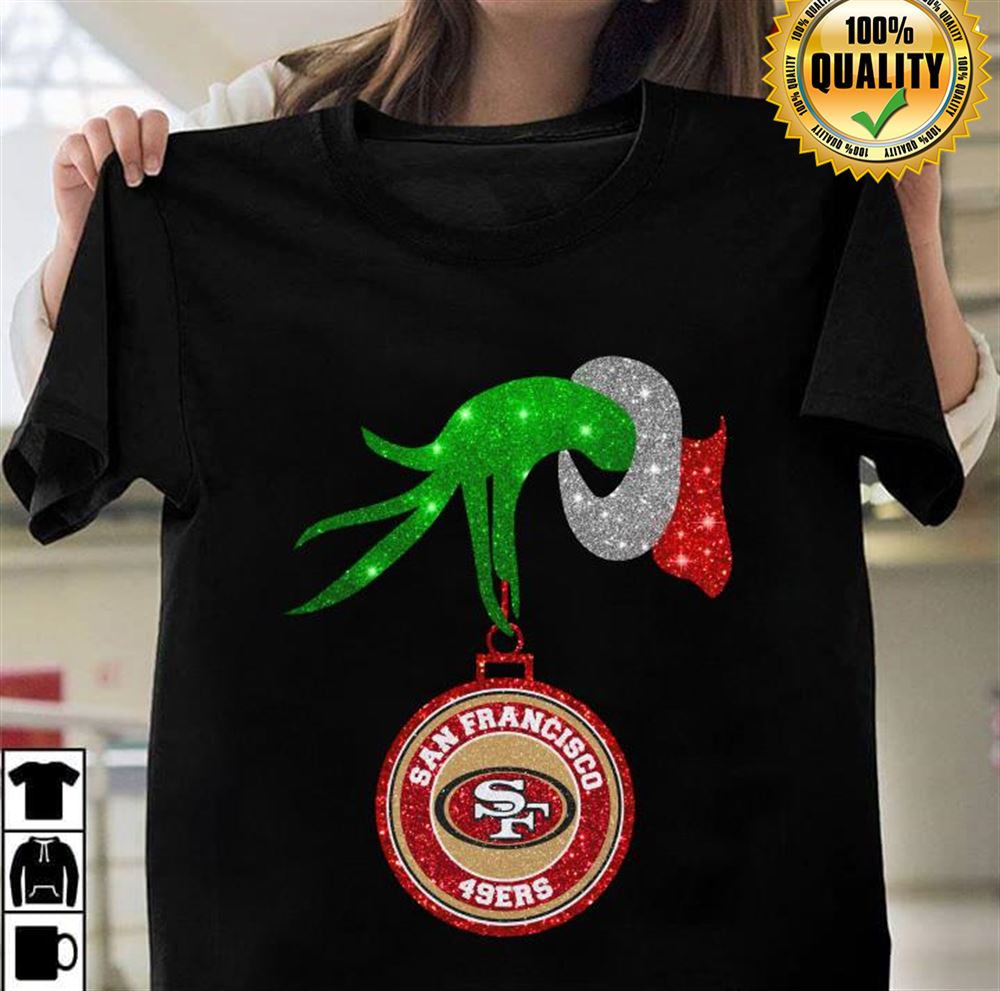 Grinch Hand Holding San Francisco 49ers Christmas