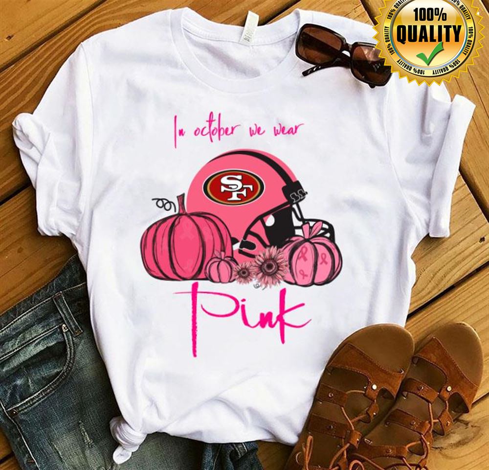 Pumpkin San Francisco 49ers In October We Wear Pink Breast Cancer Awareness