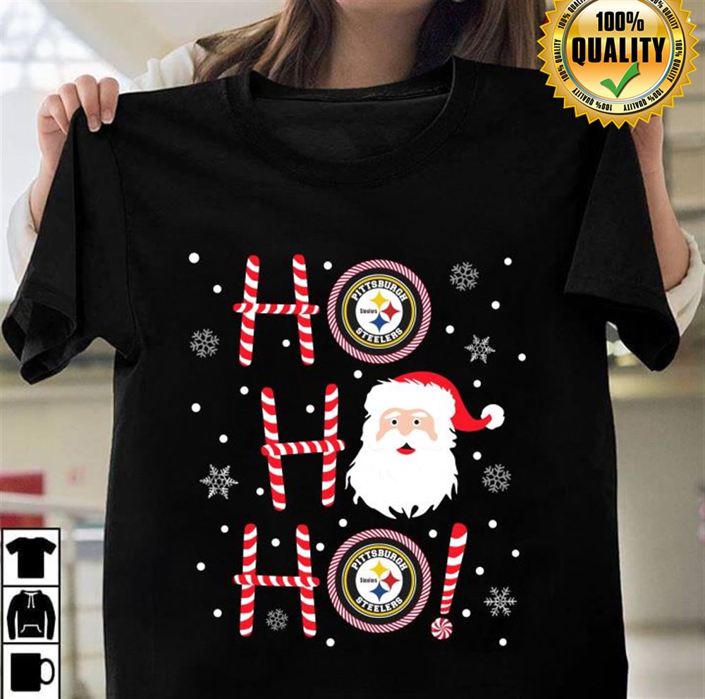 Santa Claus Ho Ho Ho Pittsburgh Steelers Christmas Tshirt For Fan