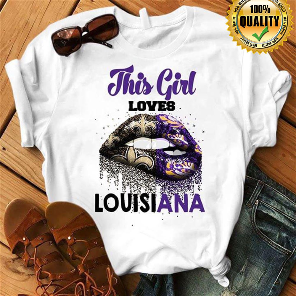 This Girl Loves Louisiana State University Tigerers And Oakland Las Vergas Raiders Lips Bite Tshirt For Fan