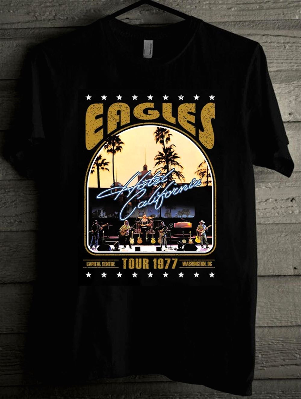 The Eagles Hotel California Tour Gold T-shirt Hotel California 1977 Tour Shirt Gold Vintage Hotel California Shirt