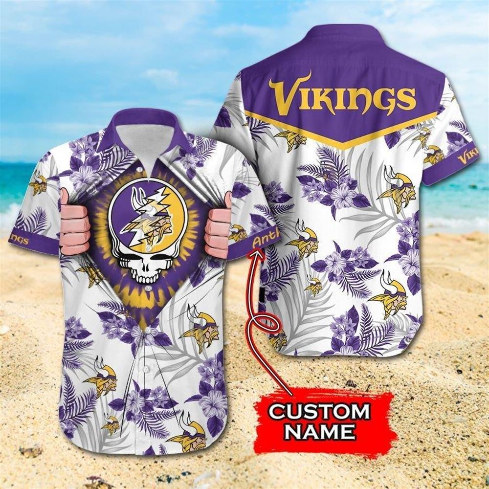 Nfl Minnesota Vikings Grateful Dead Hawaiian Shirt For Fans Summer ...