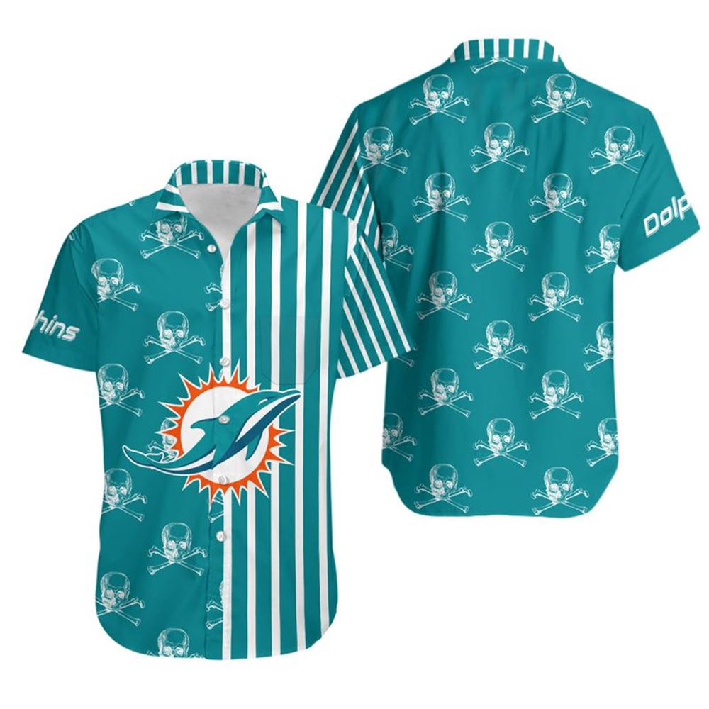Miami Dolphins Hawaiian Shirt Stripes And Skull Limited Edition Summer ...