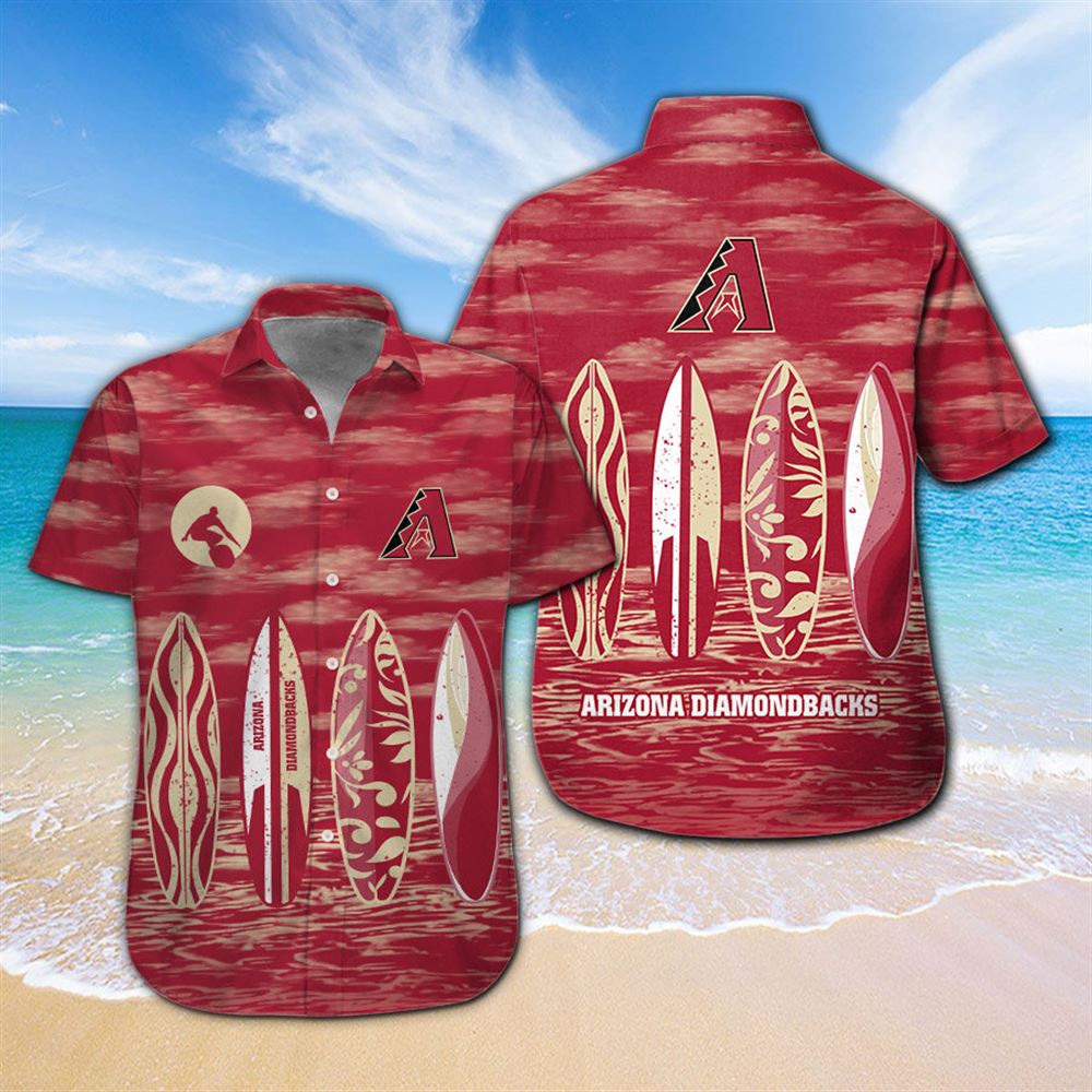 Mlb Baseball Arizona Diamondbacks Surfboard Summer Beach Hawaiian Shirts Summer Short Sleeve Hawaiian Beach Shirt