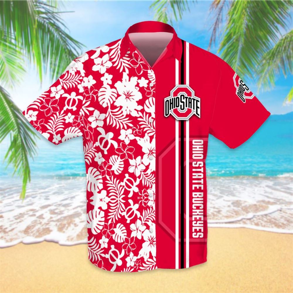 Ohio State Buckeyes Custom No67 Hawaiian Shirts Summer Short Sleeve Hawaiian Beach Shirt