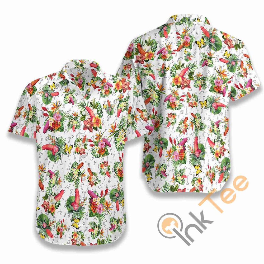 Penis Tropical Pattern Hawaiian Shirts Summer Short Sleeve Hawaiian Beach Shirt
