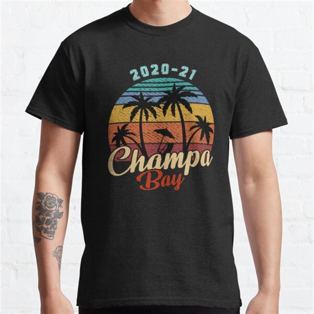 Champa Bay 2020 2021 Florida Shirt Vintage Palm Trees Sunset 4qt