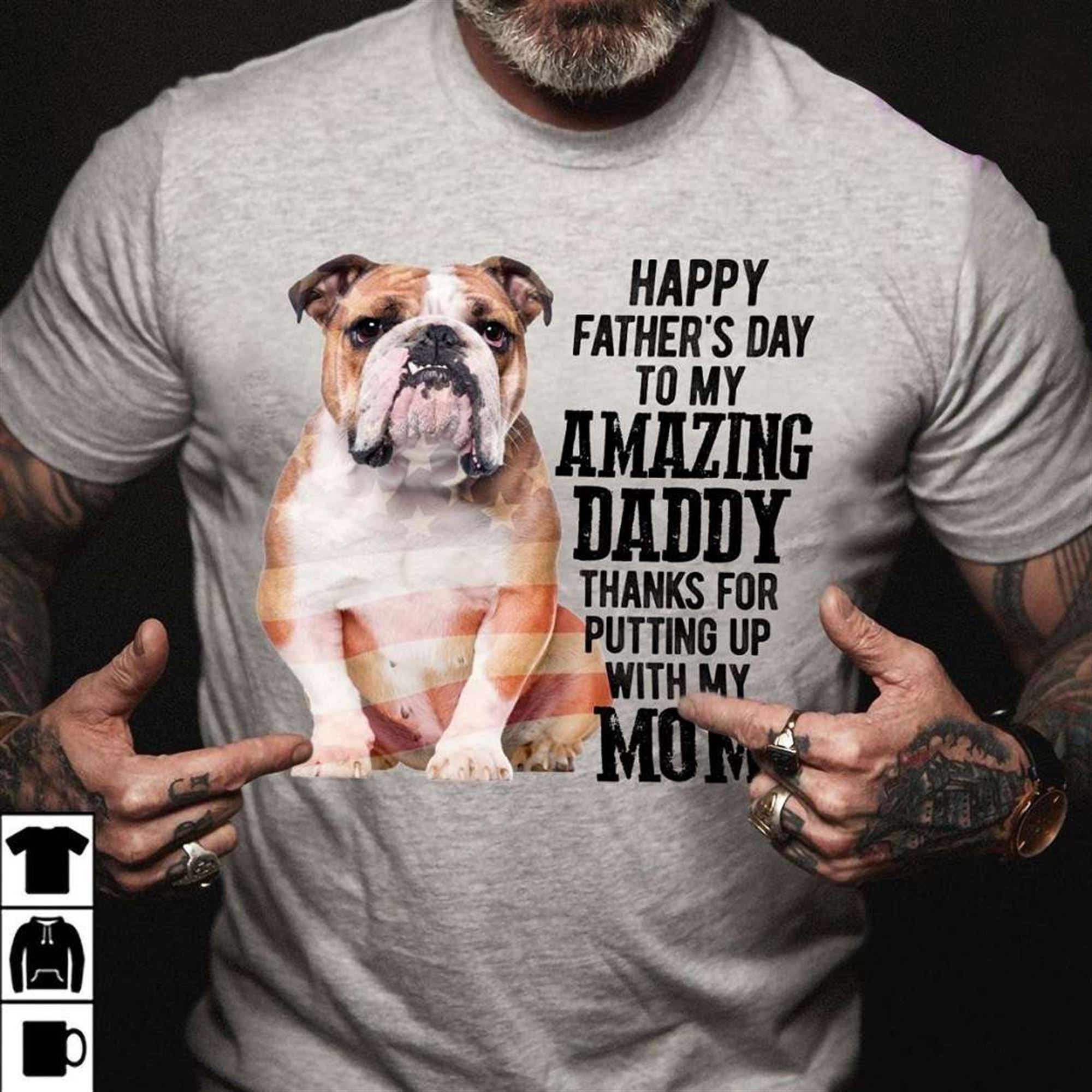 English Bulldog Shirt Happy Fathers Day My Amazing Daddy T-shirt Plus Size Up To 5xl