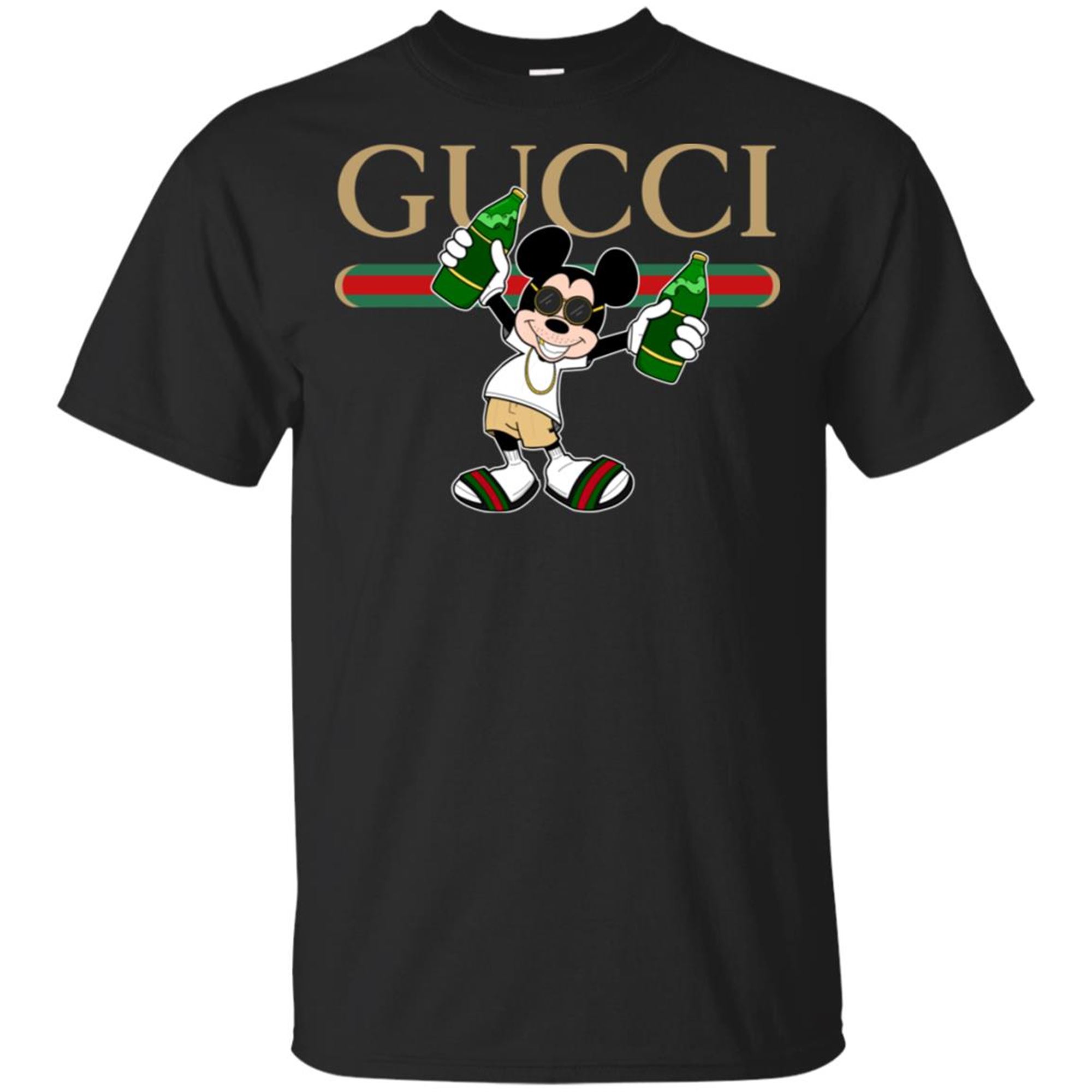 Gucci Stripe Mickey Unisex T-shirt Tshirts Black