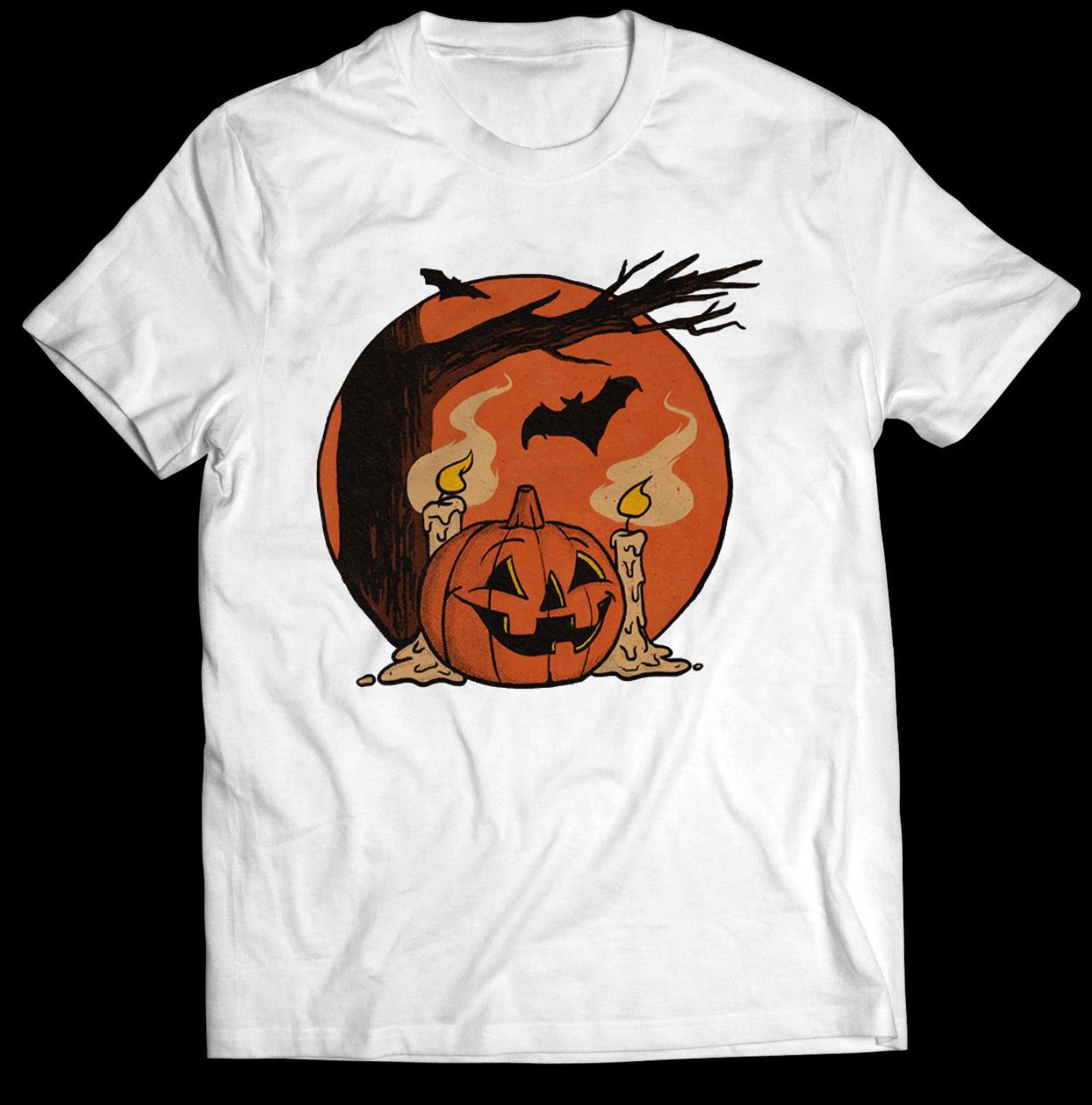 Vintage Pumpkin Scene Halloween Classic T-shirt Full Size Up To 5xl
