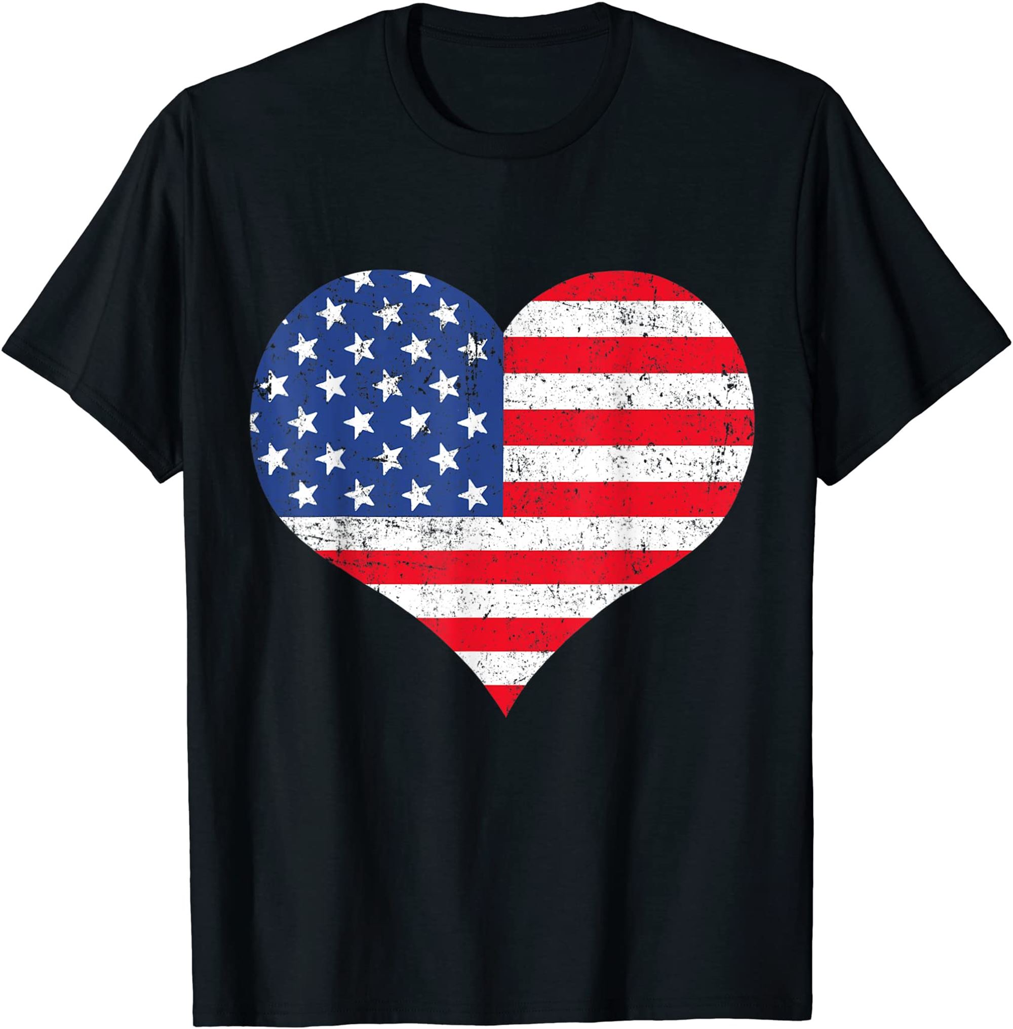 American Flag Heart 4th Of July Usa Patriotic Pride T-shirt Full Size Up To 5xl