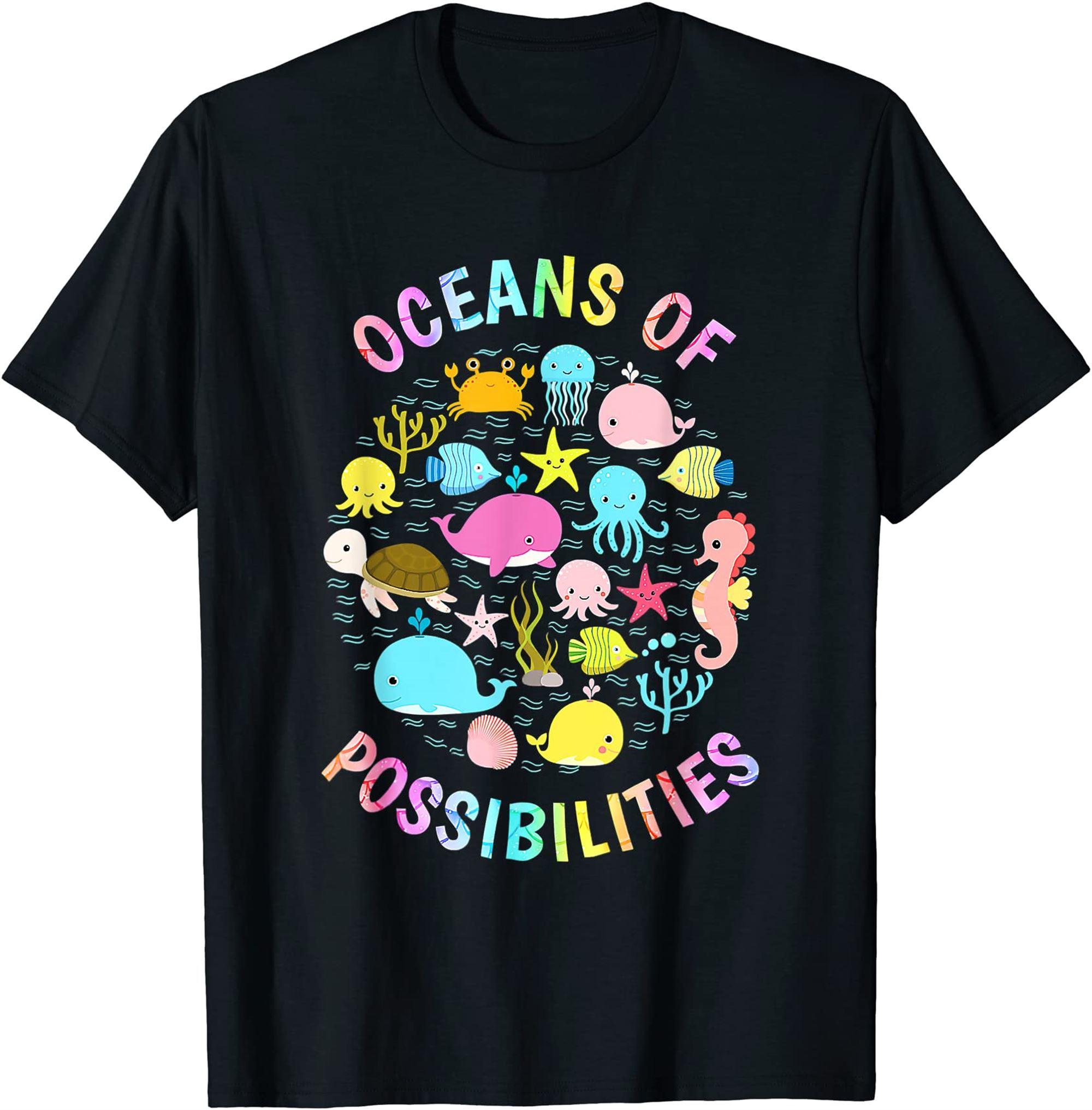 Cute Oceans Of Possibilities Summer Reading Sea Creatures T-shirt Plus Size Up To 5xl