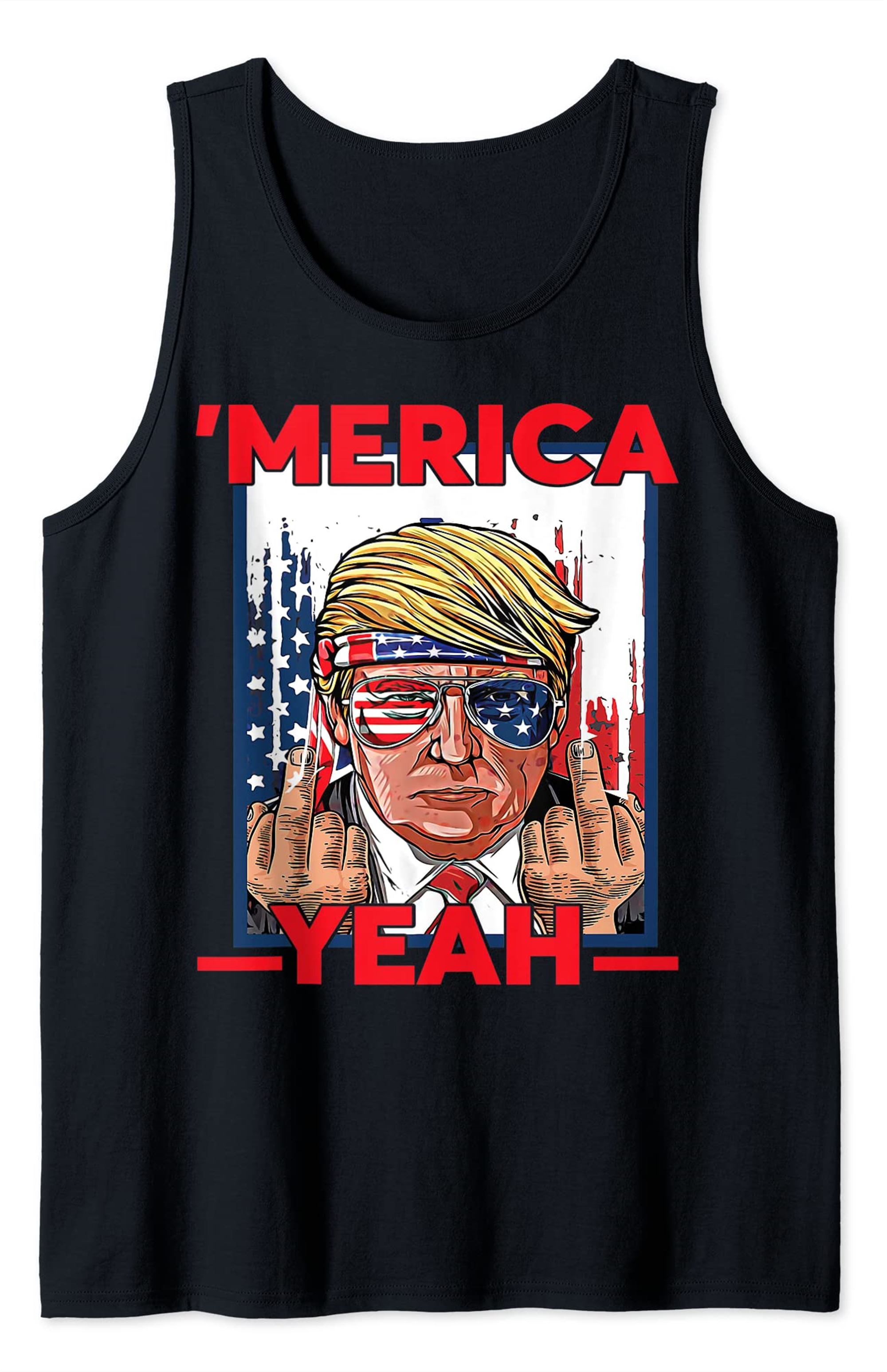 Funny 4th Of July Patriotic Donald Trump Merica Usa Flag Tank Top Size Up To 5xl