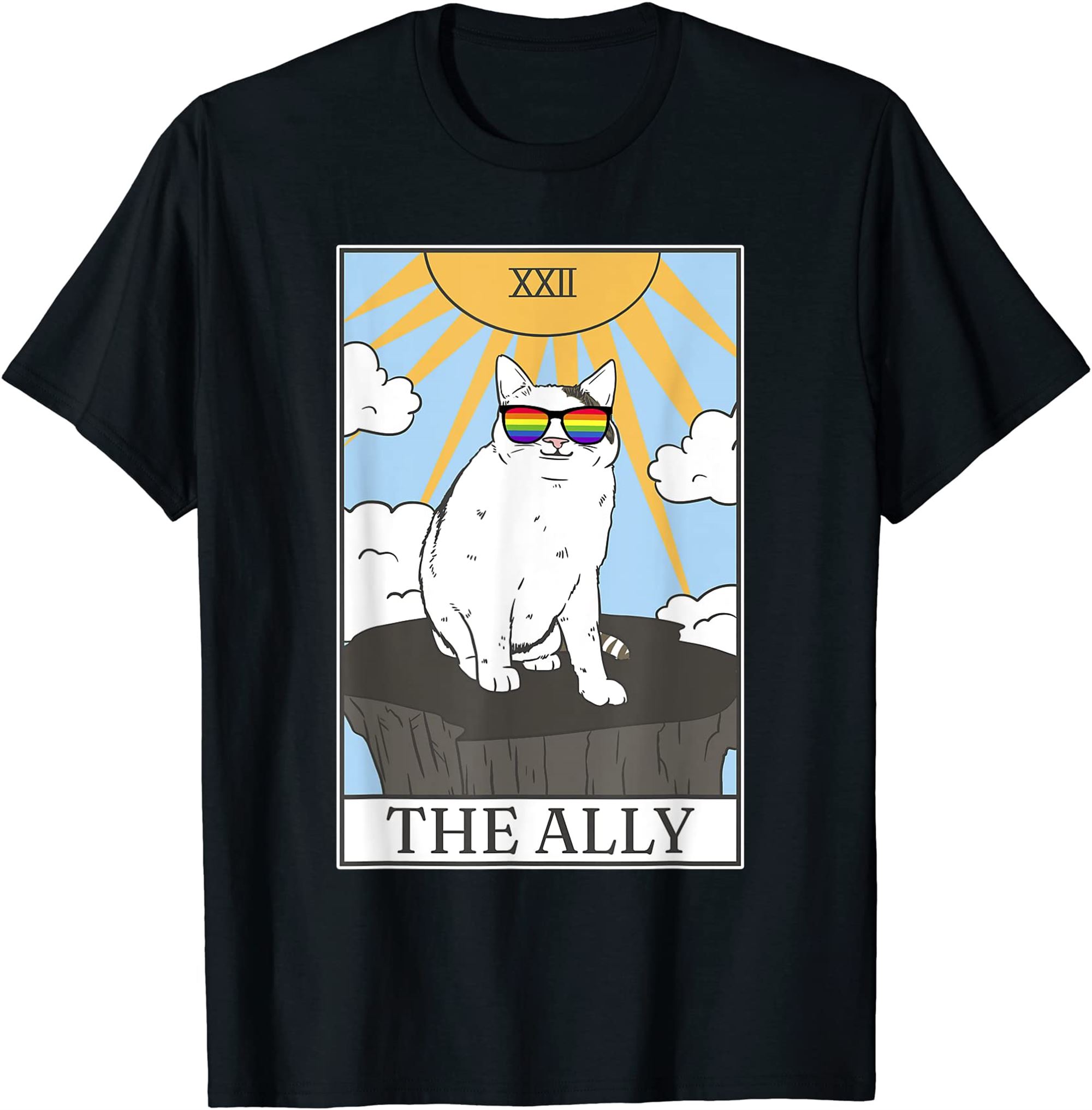 Gay Pride Pride Sunglasses Ally Cat Tarot Card T-shirt Plus Size Up To 5xl