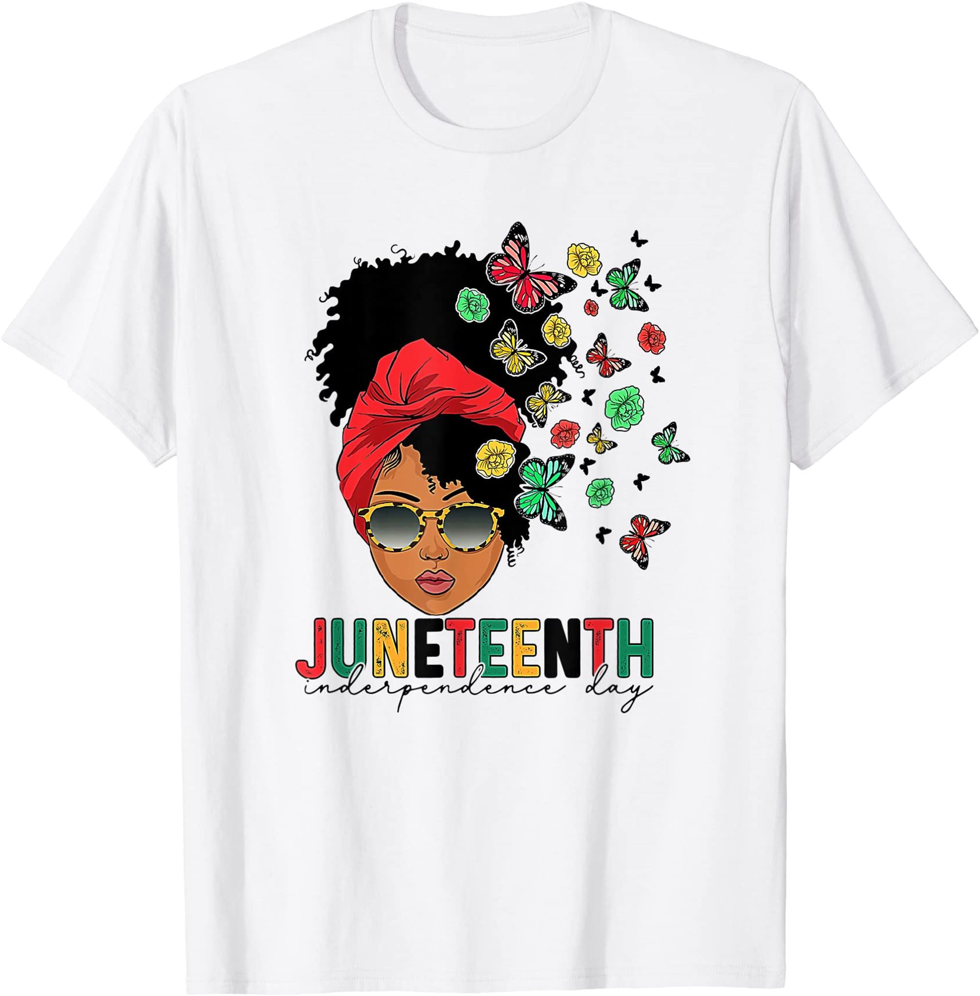 Juneteenth Is My Independence Day Black Queen And Butterfly T-shirt Plus Size Up To 5xl