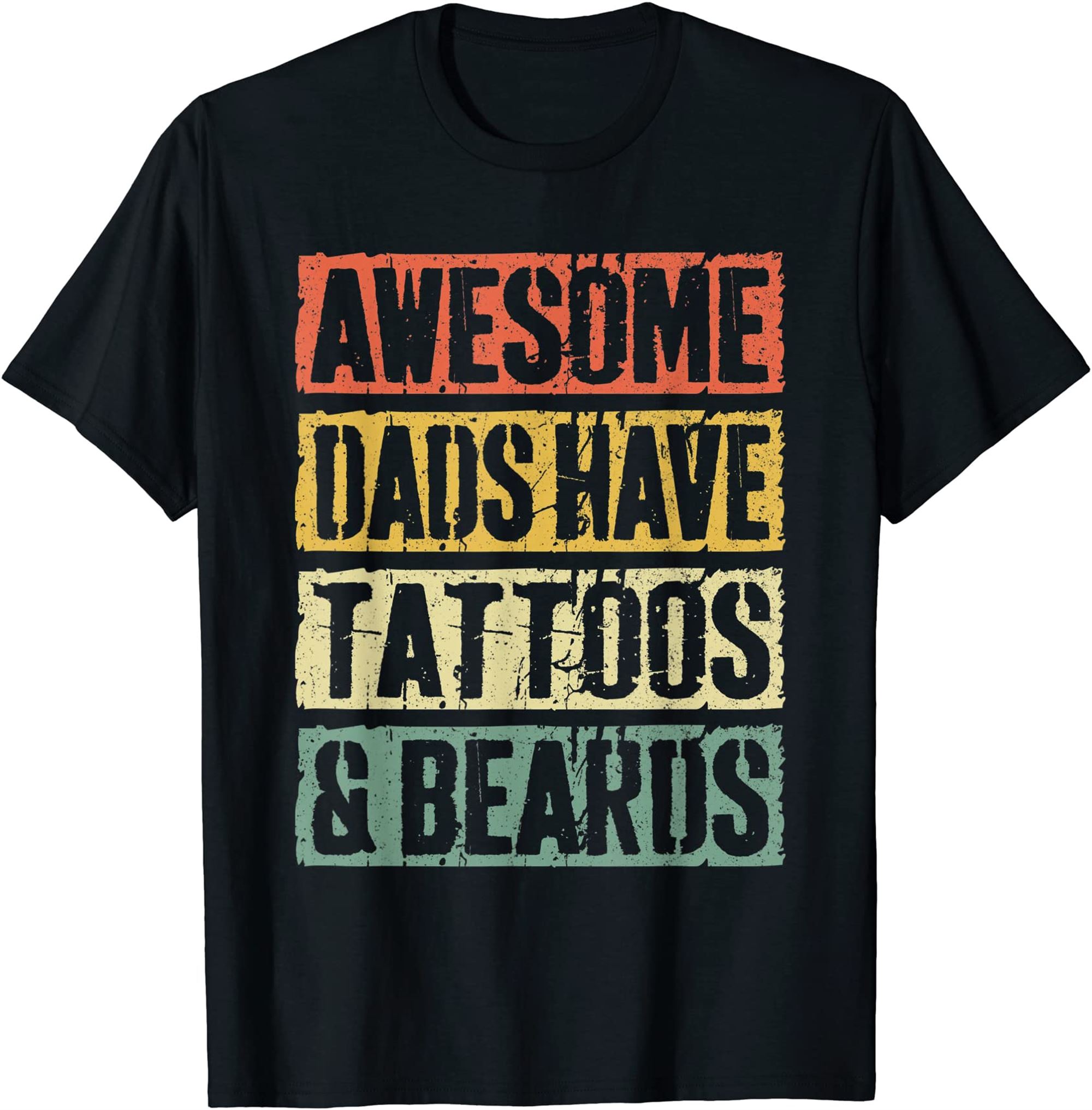 Mens Awesome Dads Have Tattoos And Beards Tshirt Fathers Day Tshirt Plus Size Up To 5xl