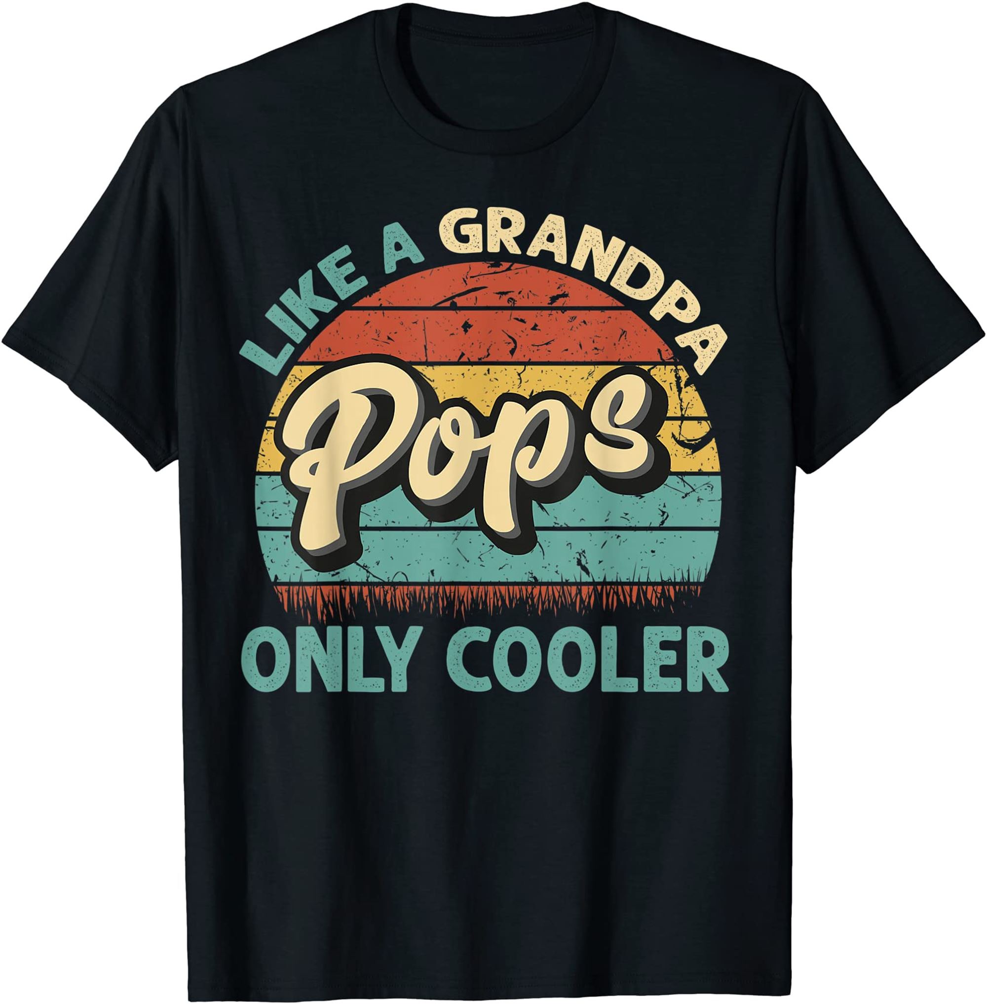 Mens Pops Like A Grandpa Only Cooler Vintage Dad Fathers Day T-shirt Size Up To 5xl