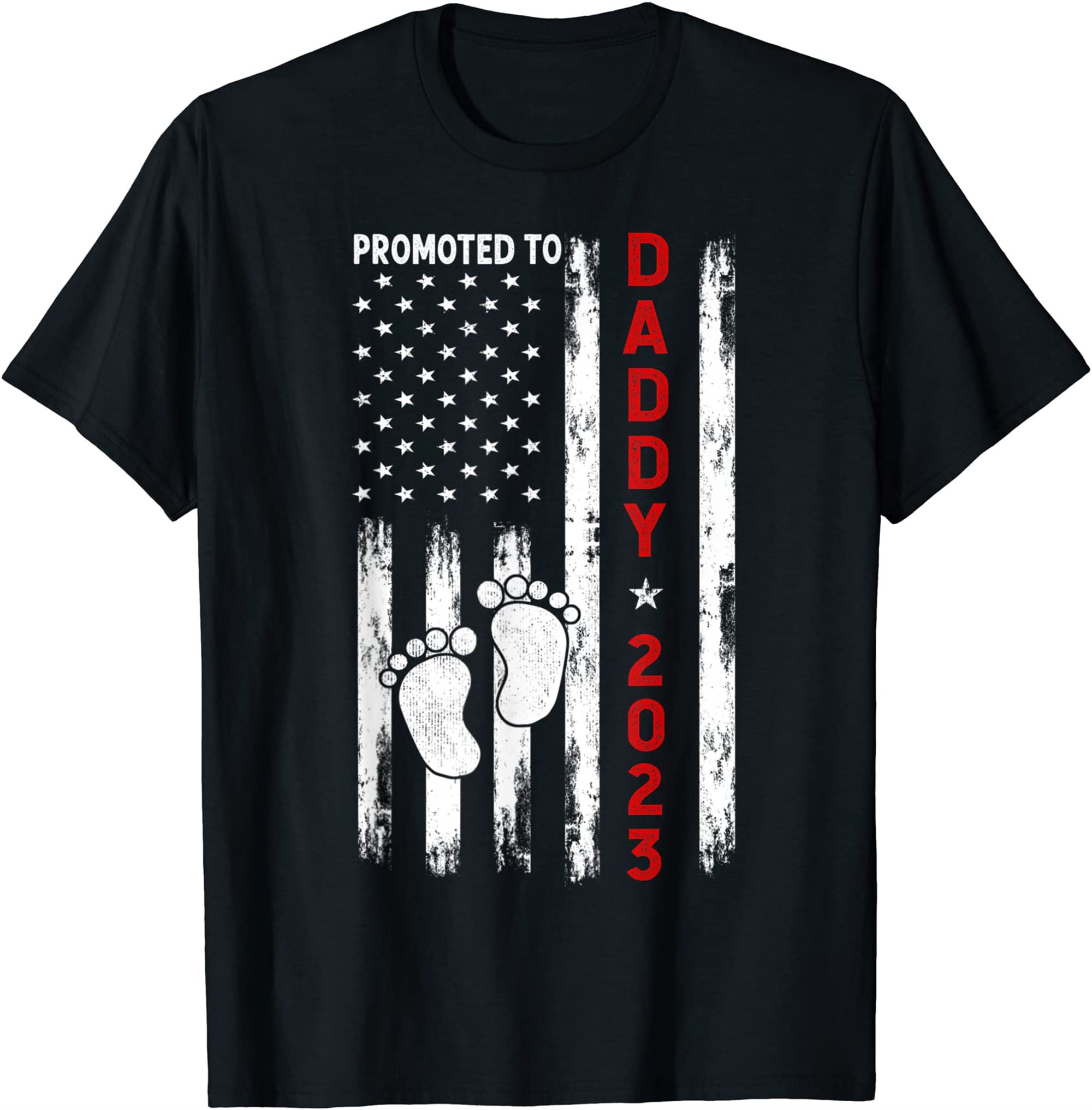 Mens Promoted To Daddy 2023 First Time Fathers Day New Dad Gifts T-shirt Size Up To 5xl