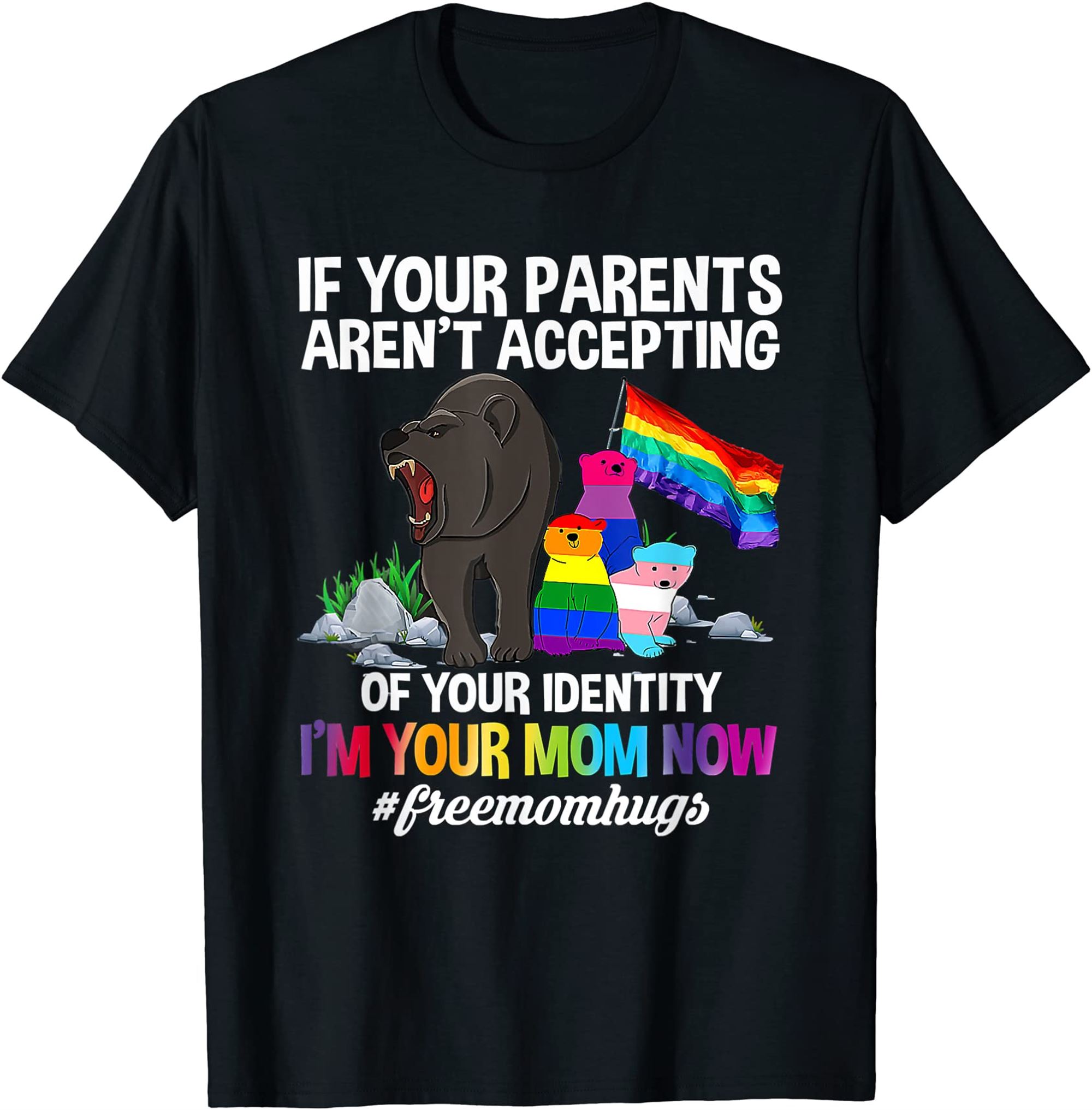 Proud Mama Bear Lgbt Gay Pride Lgbtq Free Mom Hugs T-shirt Plus Size Up To 5xl