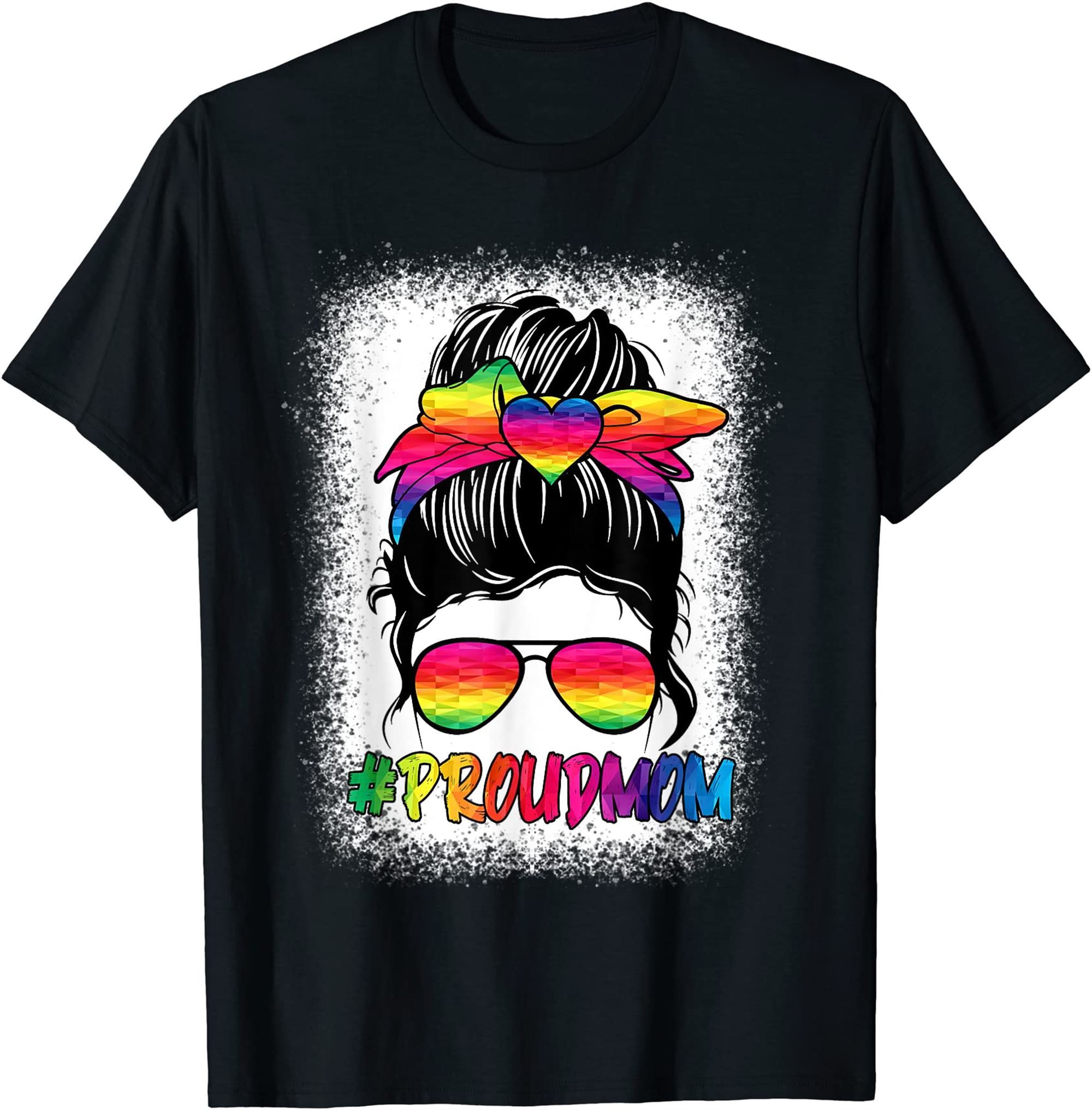Proud Mom Messy Bun Rainbow Lgbt Mom Lgbt Gay Pride Lgbtq T-shirt Plus Size Up To 5xl