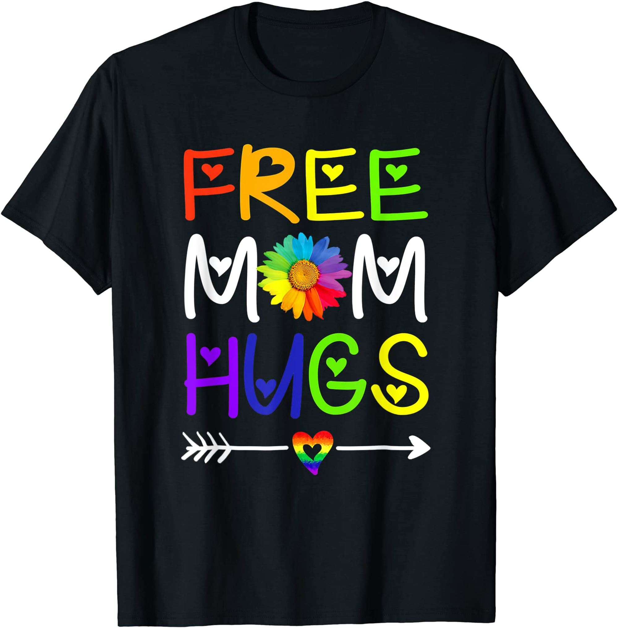 Rainbow Heart Lgbt Pride Month Free Mom Hugs Daisy T-shirt Size Up To 5xl