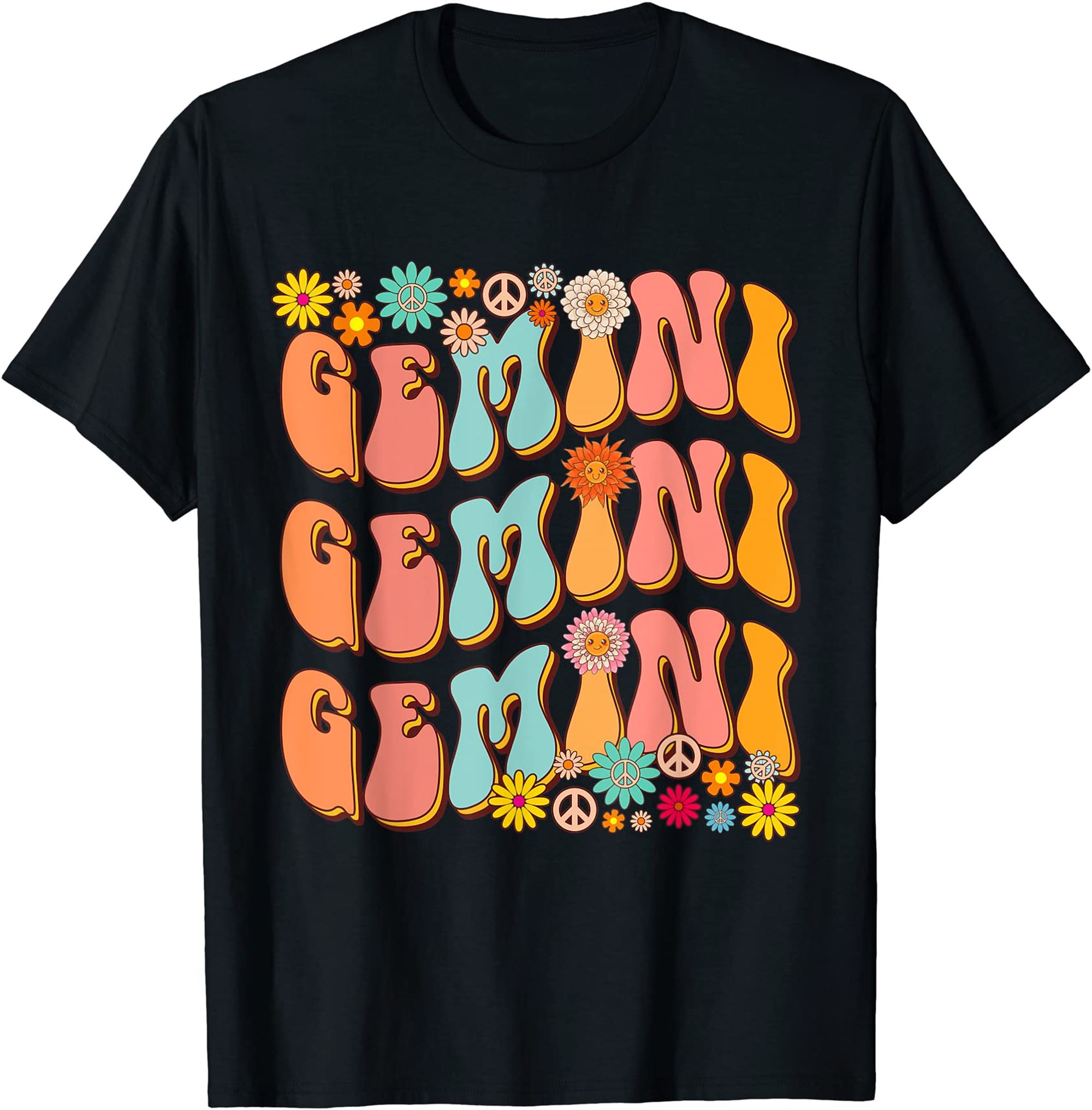 Retro Hippie Gemini Birthday Funny Gemini Zodiac Birthday T-shirt Plus Size Up To 5xl