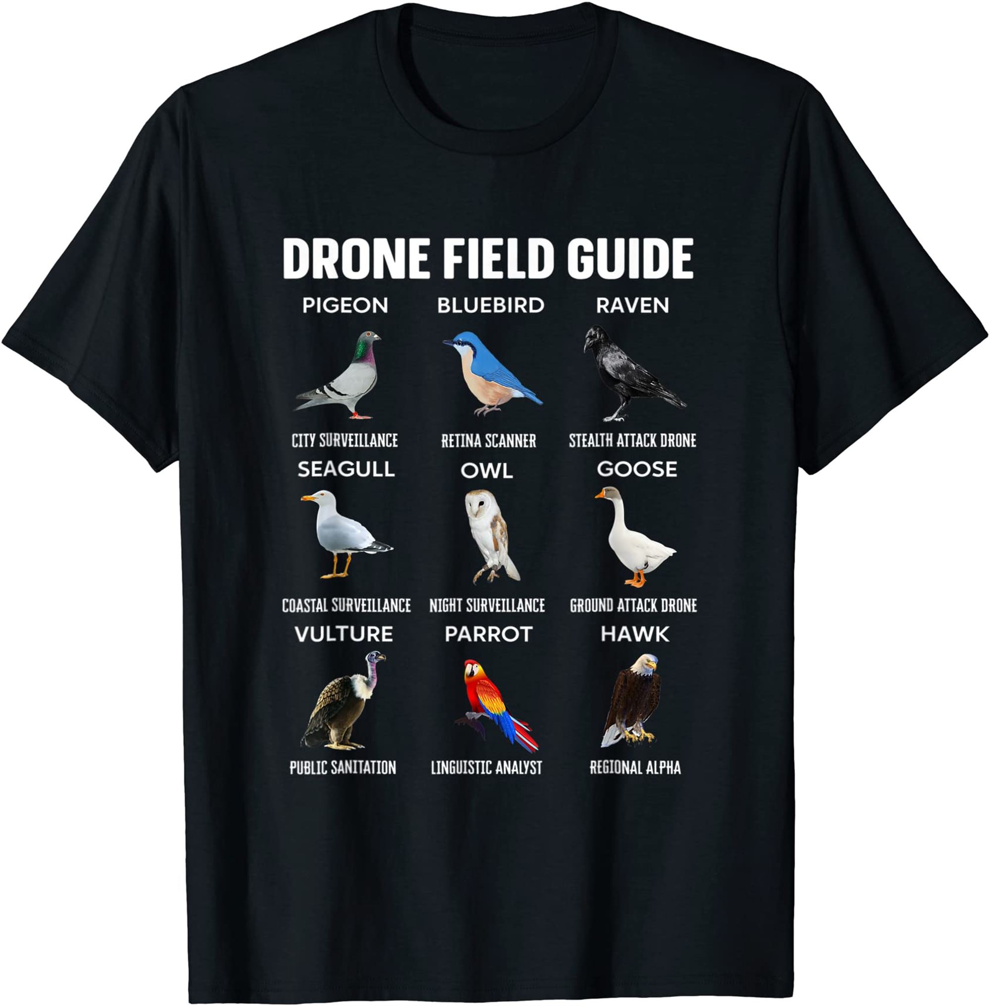Birds Drone Field Guide They Arent Real T-shirt Plus Size Up To 5xl