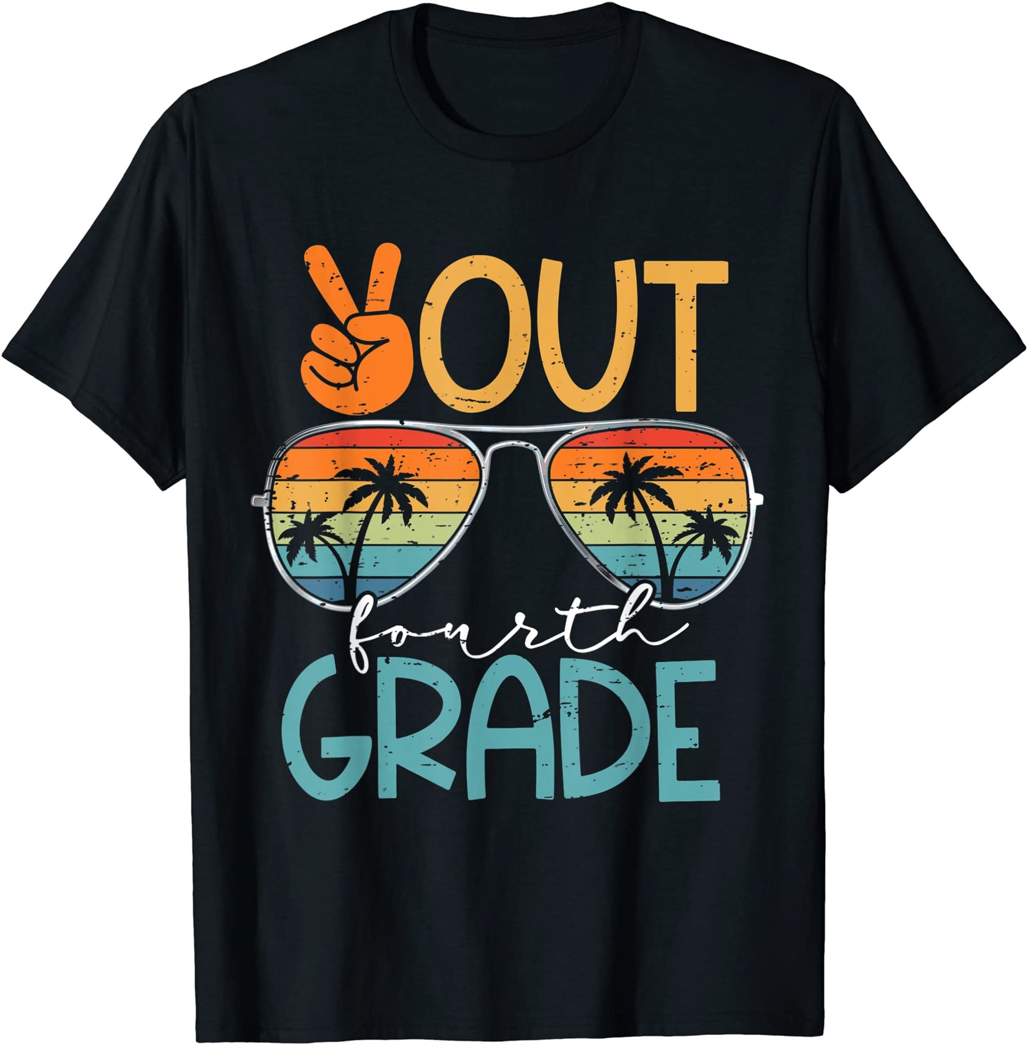 Last Day Of School Retro Peace Out 4th Grade Graduation T-shirt Size Up To 5xl