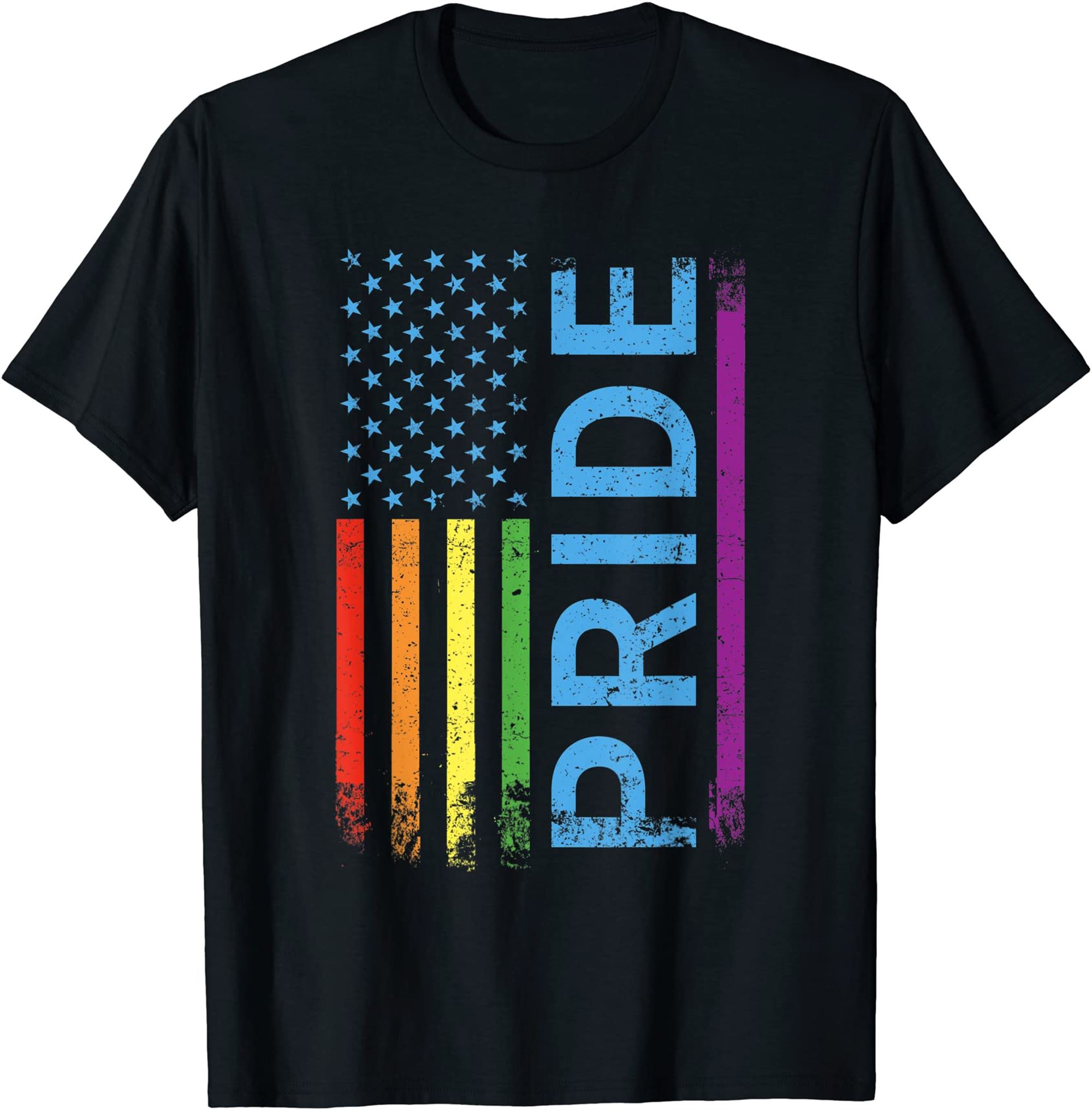 Lgbt Lgbtq Gay Pride Rainbow American Flag Proud Usa T-shirt Plus Size Up To 5xl
