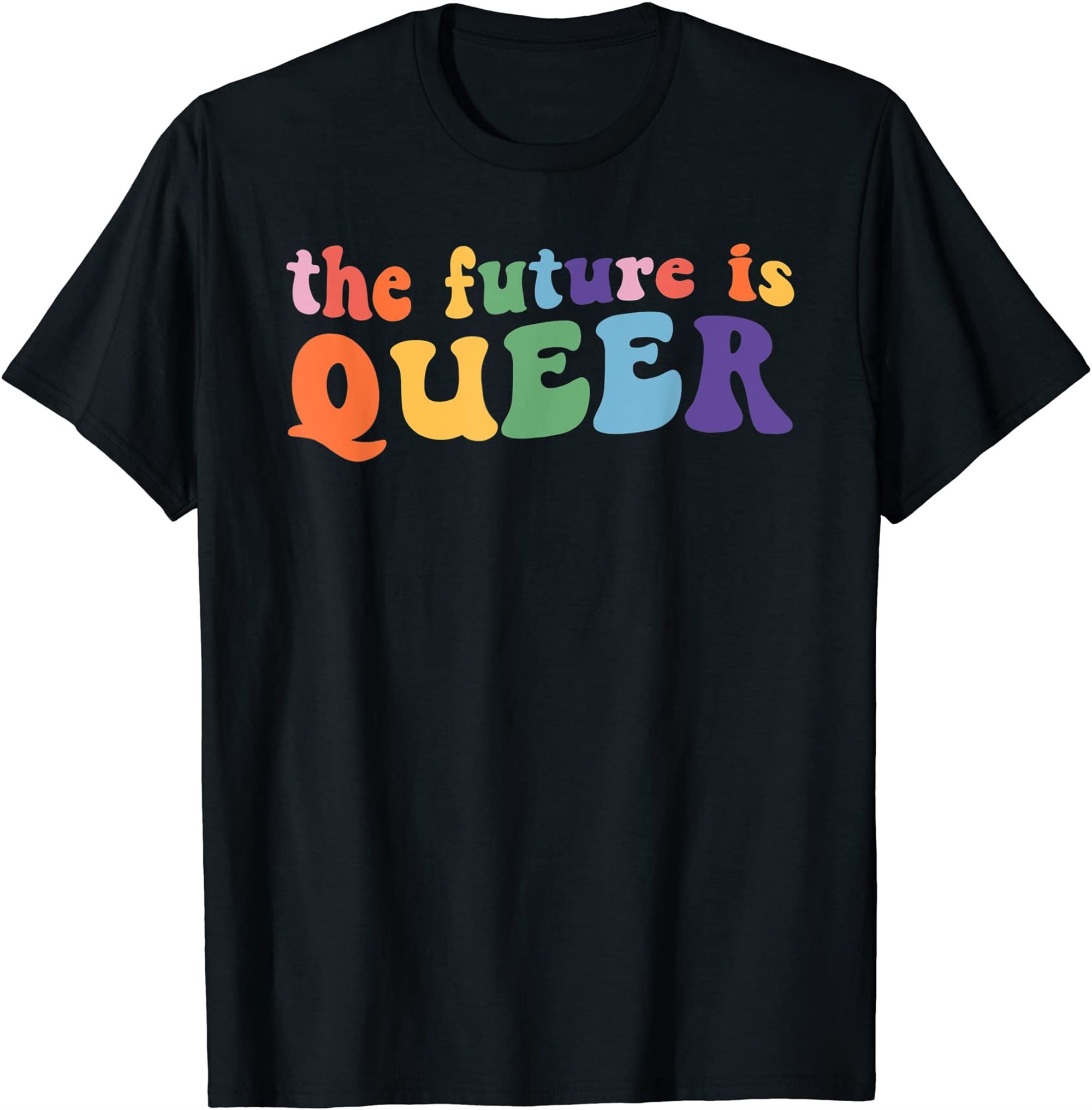 Retro Groovy The Future Is Queer Pride Lesbian Gay Lgbtq T-shirt Plus Size Up To 5xl