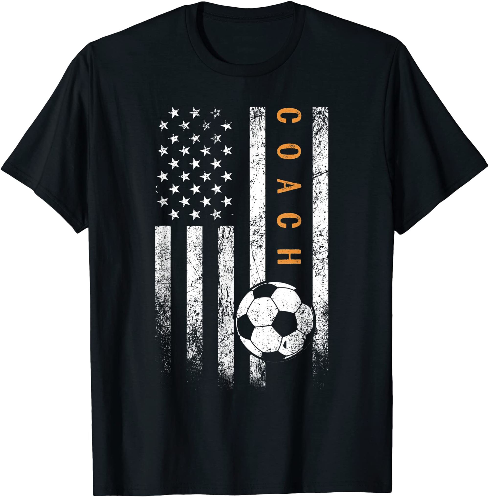 Soccer Coach American Flag Design Soccer Trainer Coaching T-shirt Size Up To 5xl