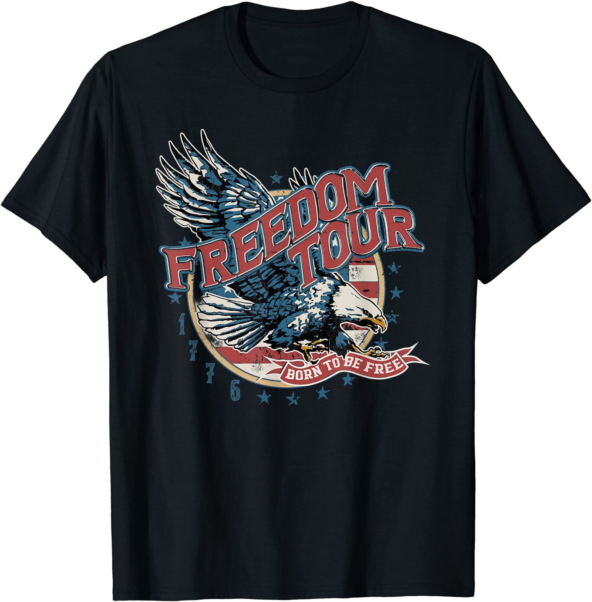 Vintage Style Eagle Freedom Tour 4th Of July Patriotism T-shirt Plus Size Up To 5xl