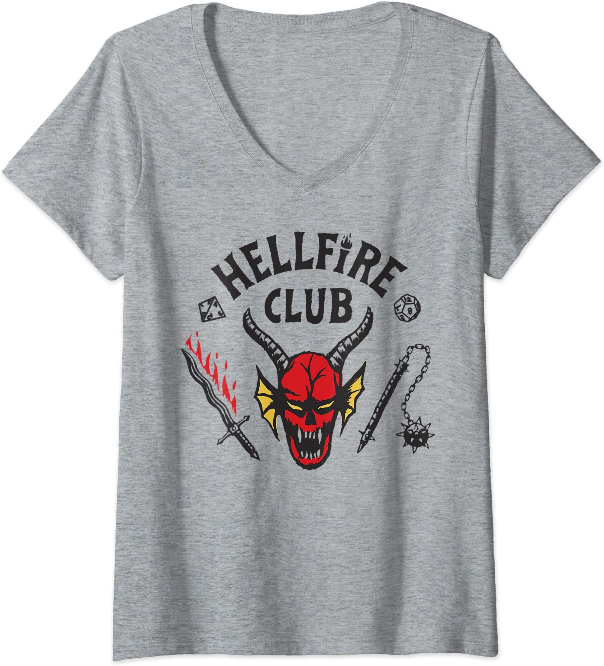 Womens Stranger Things 4 Hellfire Club Logo V Neck Tshirt Size Up To 5xl