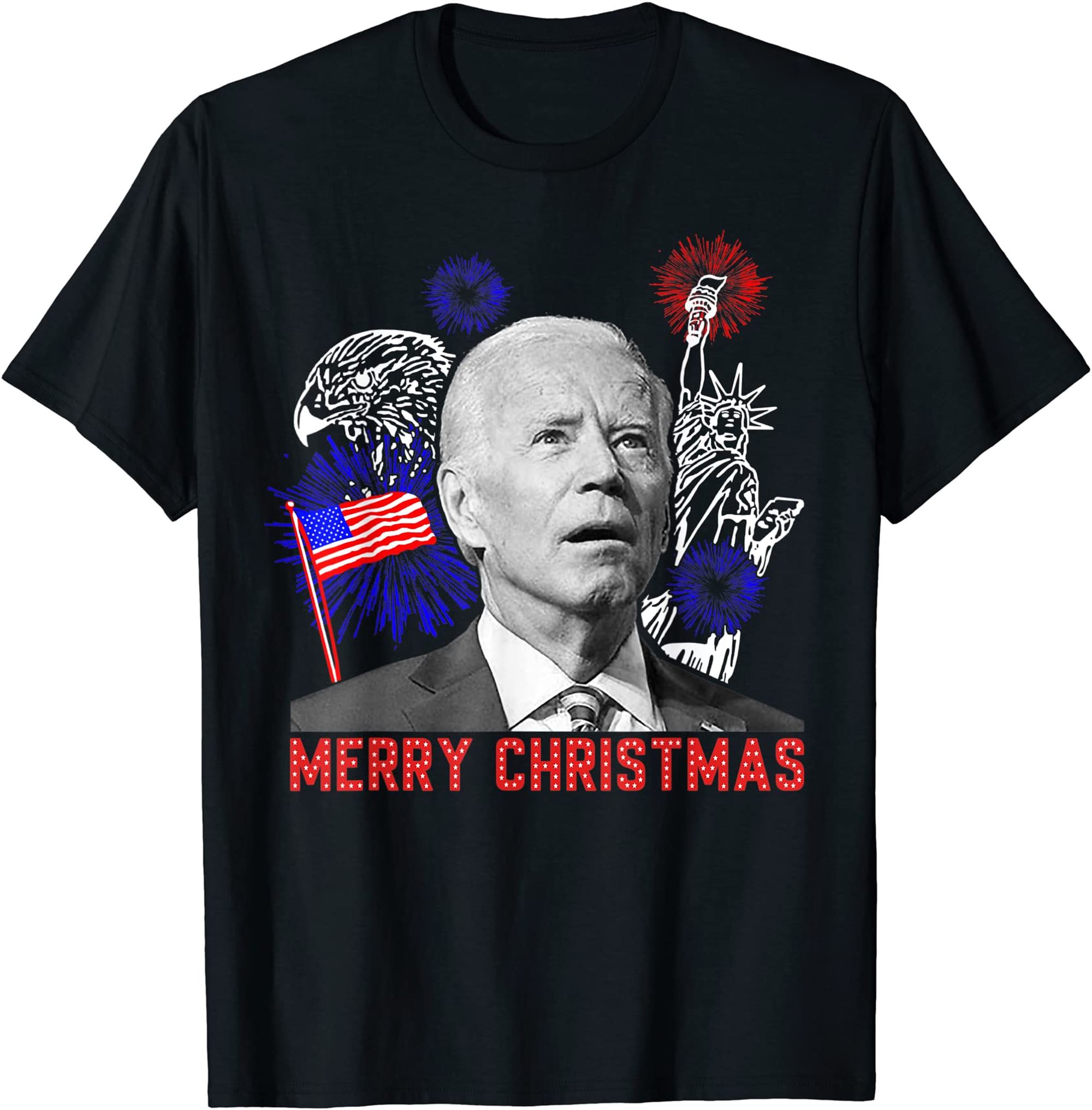 Funny Joe Biden Happy Christmas In July Usa Flag T-shirt Size Up To 5xl