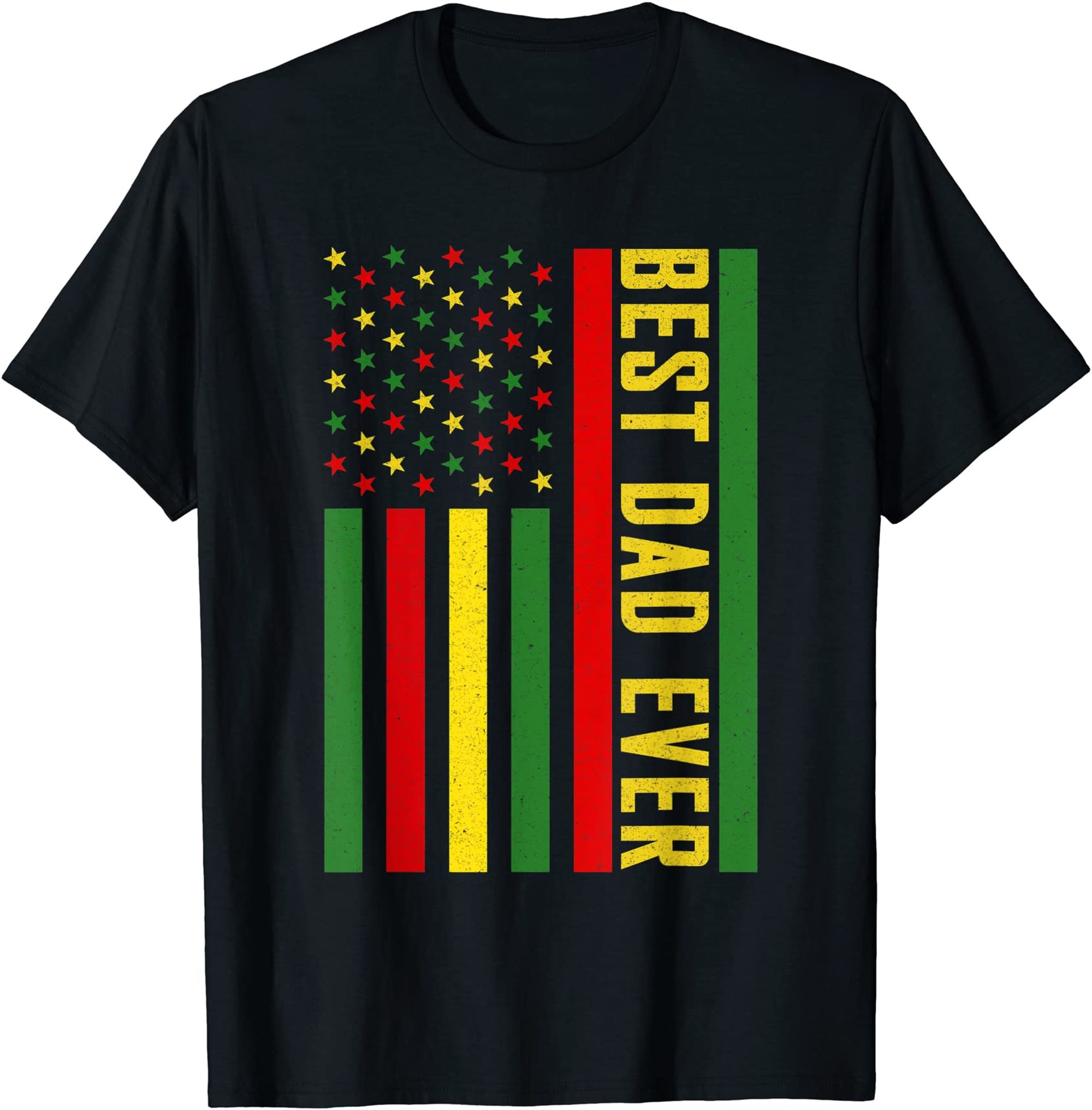 Mens Best Dad Ever American Flag Juneteenth Fathers Day T-shirt Full Size Up To 5xl