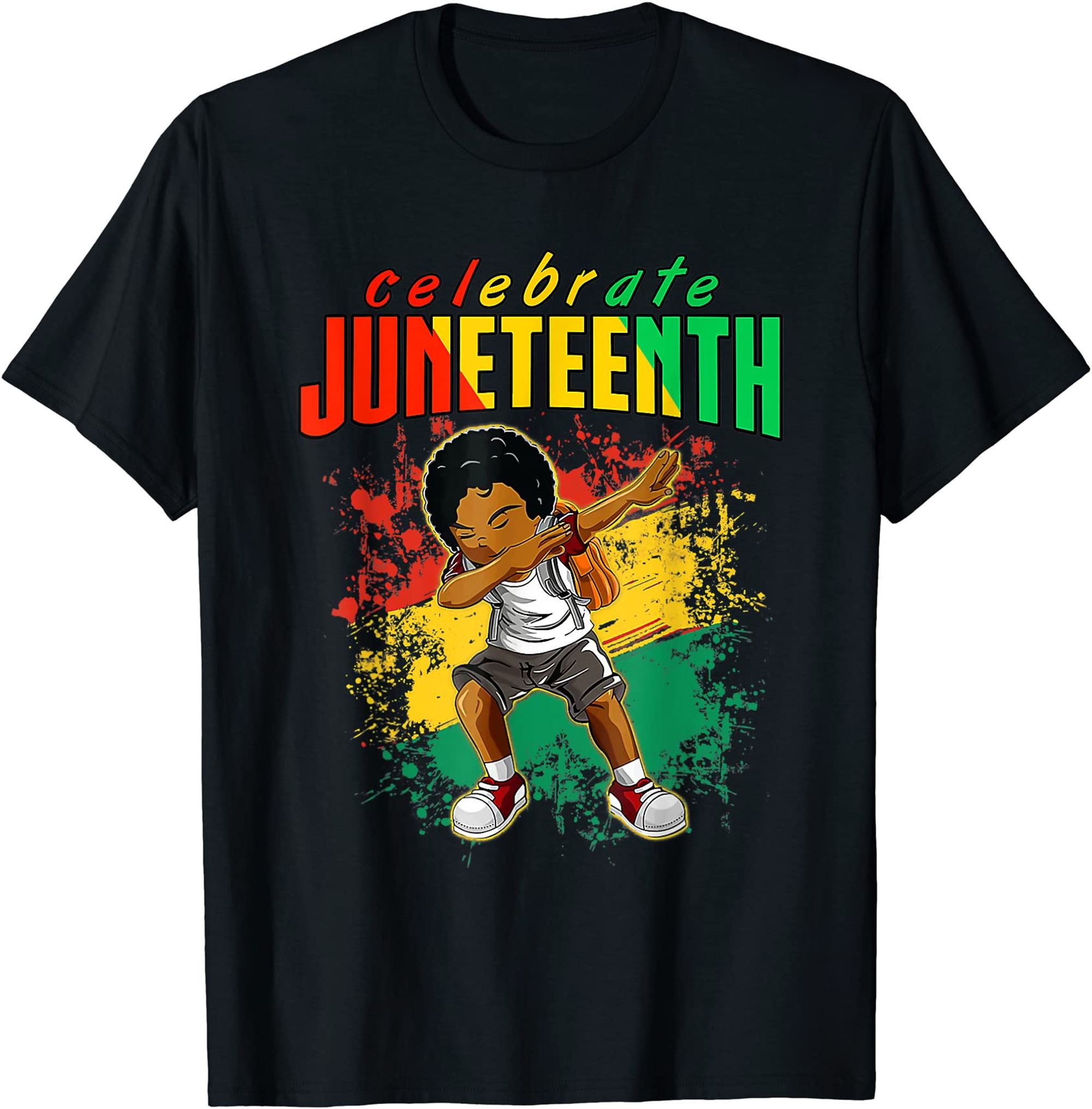 Black Dabbing Boy Kids Juneteenth Celebrate Indepedence Day T-shirt Plus Size Up To 5xl