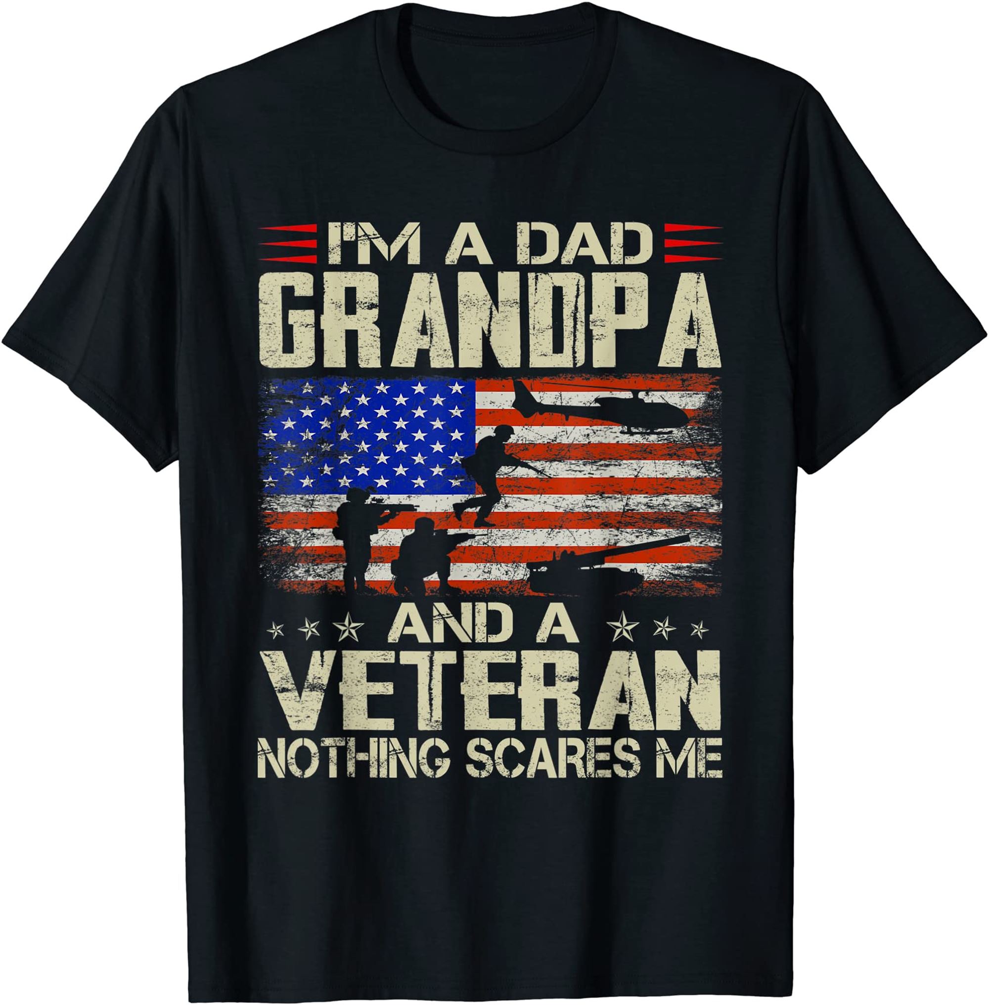 Im A Dad Grandpa And Veteran Fathers Day Funny Retro T-shirt Full Size Up To 5xl