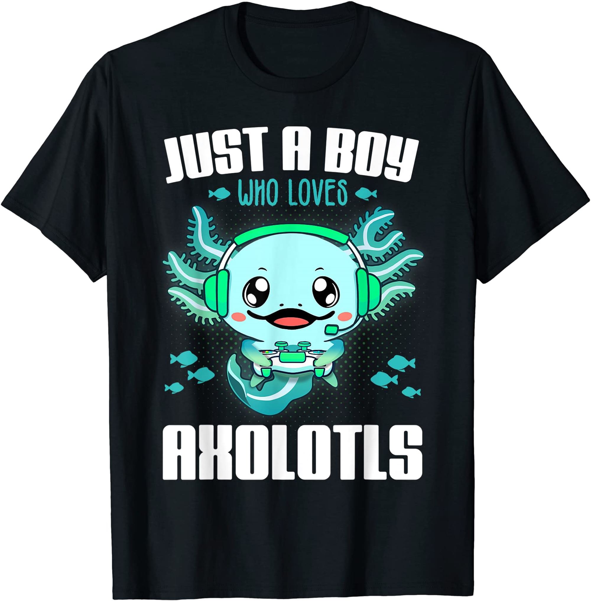 Just A Boy Who Loves Axolotls Funny Axolotl Gamer Kids Boys T-shirt Plus Size Up To 5xl