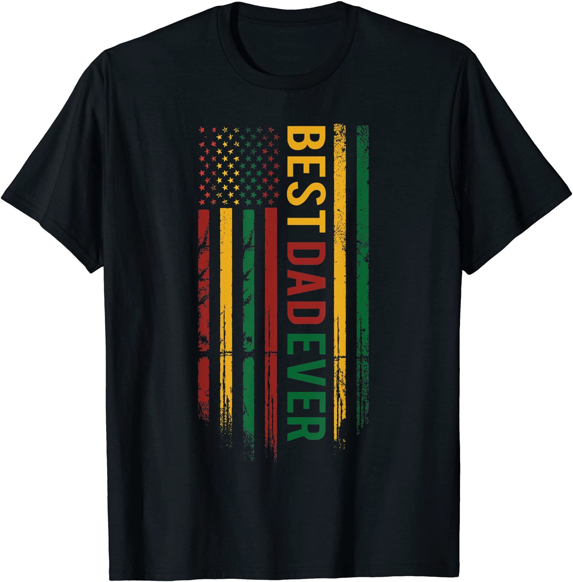 Mens Juneteenth Fathers Day Best Dad Ever With Us American Flag T-shirt Full Size Up To 5xl